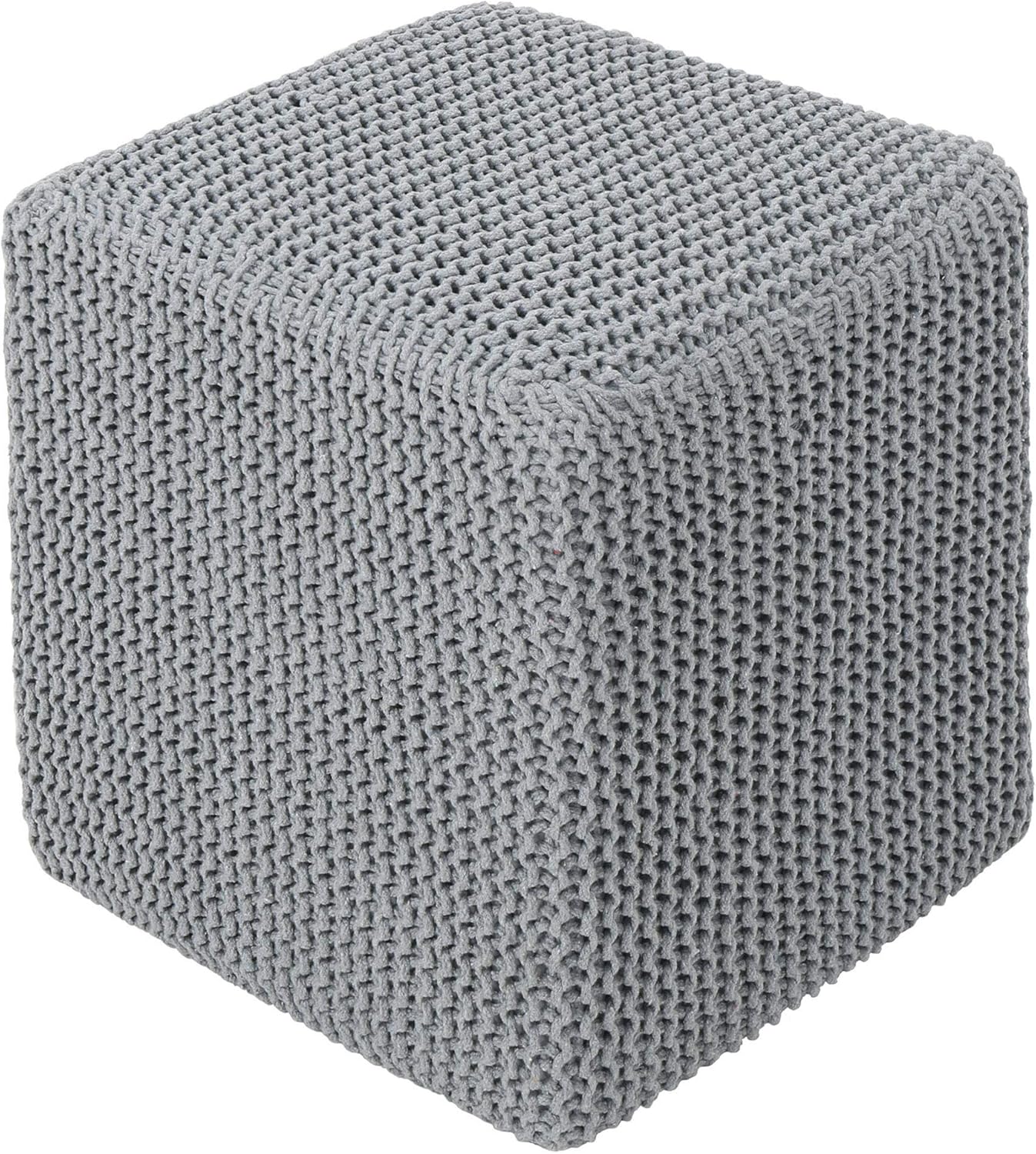 Christopher Knight Home Scott Knitted Foot Stool, Light Gray Pack of 2