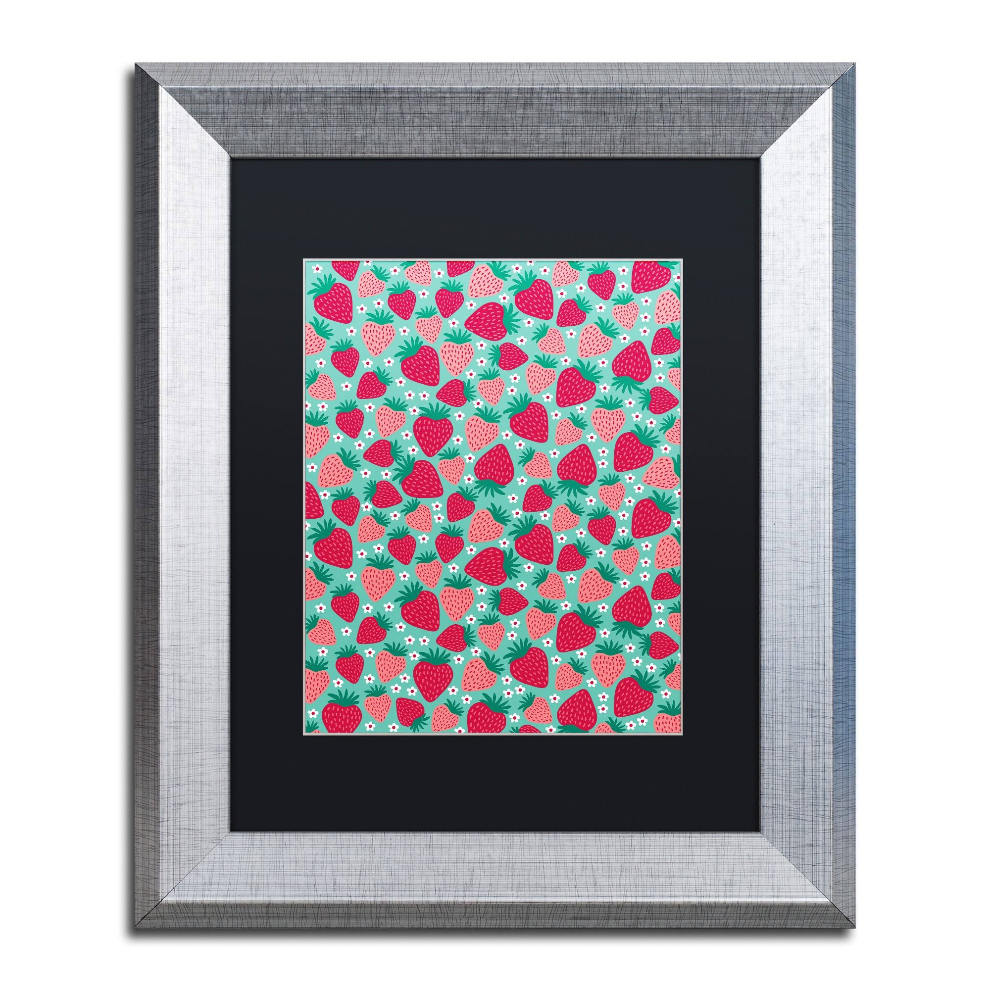 Trademark Fine Art ALI5543-S1620BMF June Strawberries by Elizabeth Caldwell, Black Matte, Silver Frame 16x20-Inch