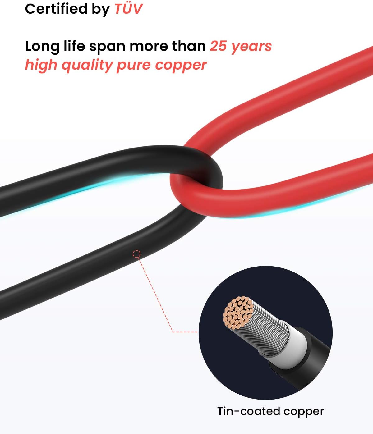 BougeRV 100Feet 10AWG Solar Extension Cable with Female and Male Connector with Extra Free Pair of Connectors Solar Panel Adaptor Kit Tool (100FT Red + 100FT Black)