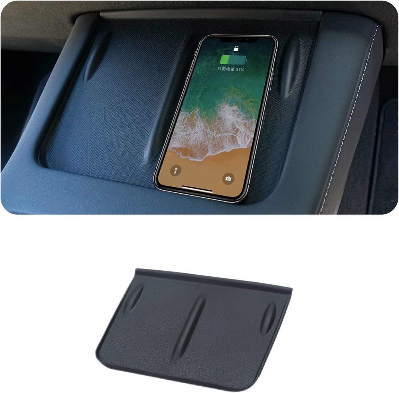 Powlamks Wireless Charger Mat for 2021 2022 Tesla Model 3 Model Y, Center Console Anti-Skid Pad Cover, Tesla Interior Accessories (Black)