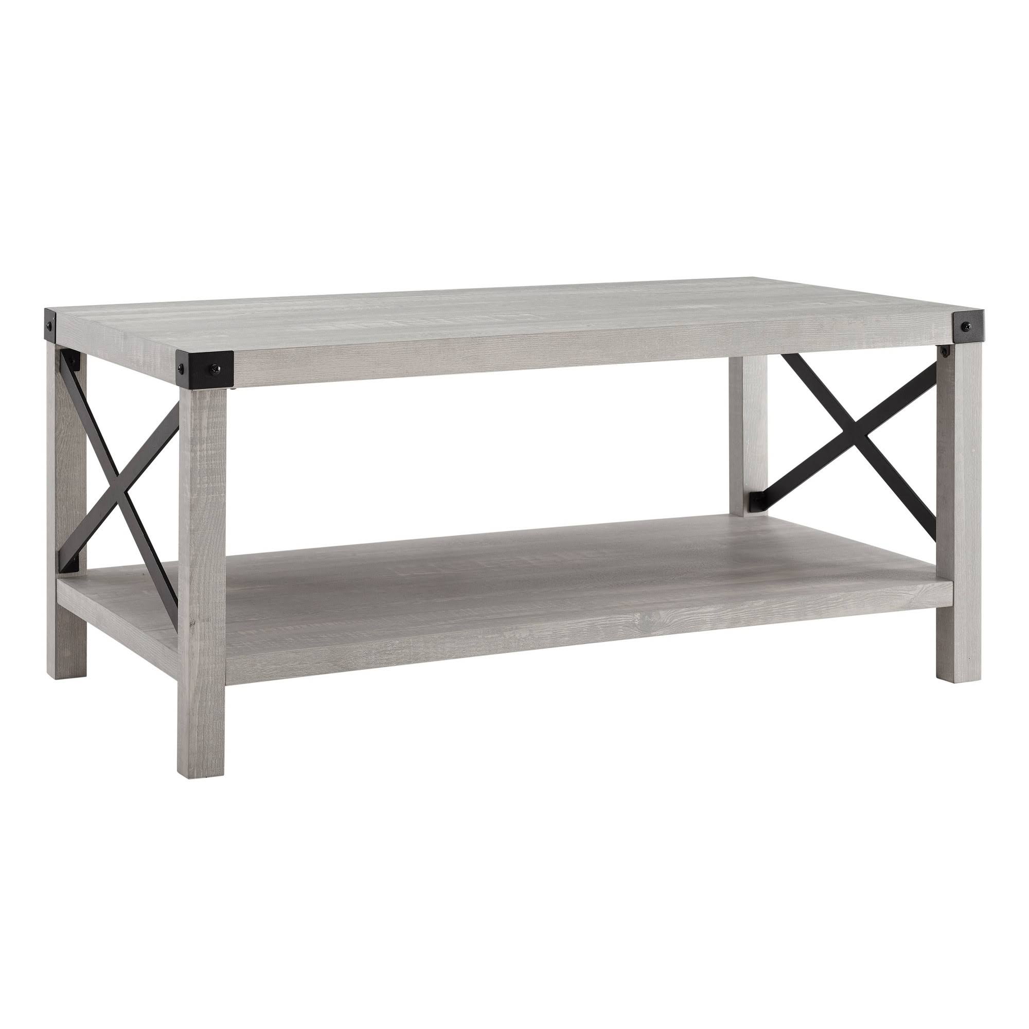 Sophie Rustic Farmhouse x Frame Coffee Table Stone Gray - Saracina Home