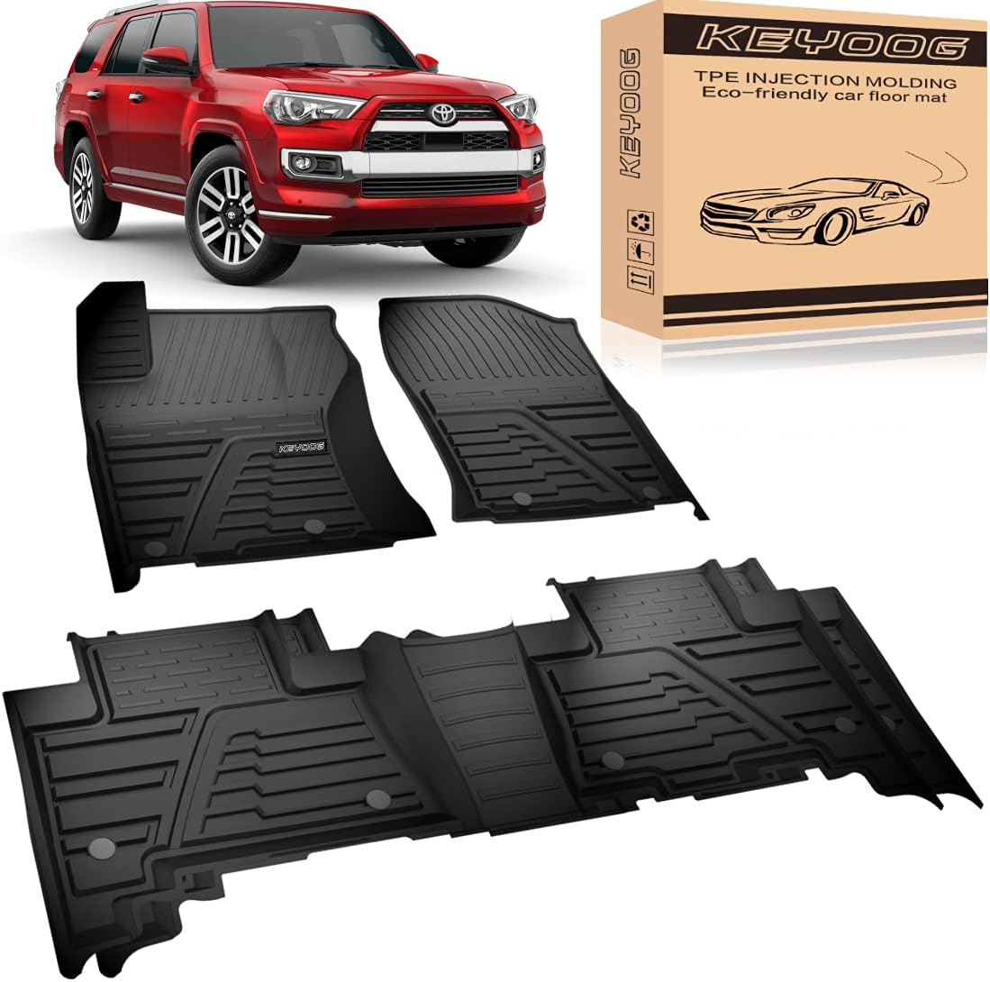 KEYOOG Compatible for 2013-2021 Toyota 4Runner / 2014-2021 Lexus GX460, Car Floor Mats Black TPE Special All-Weather Automotive Mat Interior Accessories Includes 1st and 2nd Row, Fits All Models