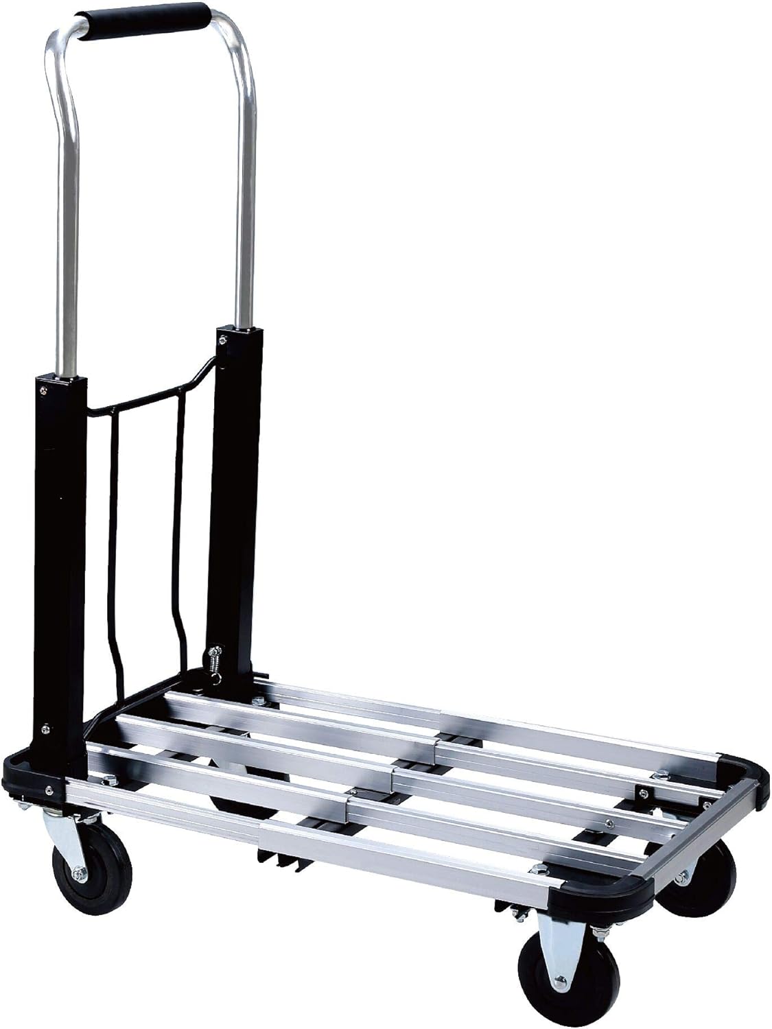 Foldable Push Cart Aluminum Alloy Platform Cart with 4-Wheel, 330-LB Capacity