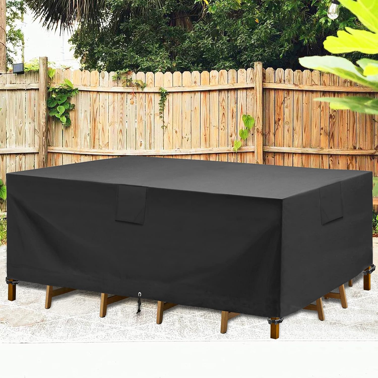 GARDRIT Patio Furniture Covers, Veranda Rectangular/Oval 100% Waterproof Patio Table Cover, 108&rsquo;&rsquo;L x 82&rsquo;&rsquo;W x 27.5&rsquo;&rsquo;H Heavy Duty 600D Outdoor Furniture Set Covers, Black
