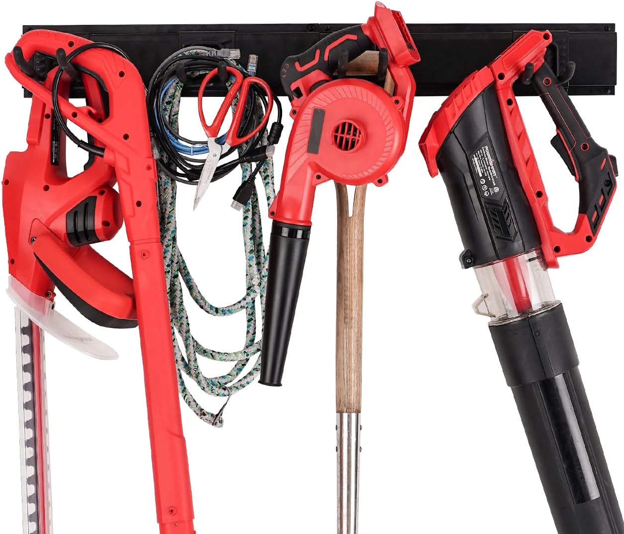 KUTON Tool Storage Rack, Garage Wall Mount Organizer, Heavy-Duty Solid Steel Max 616 lbs, Garage Tool, Storage Tool Rack,Holds Garden Tools, Shovels, Rakes, Brooms, Cords, Hoses, Ropes, and More Pack of 2