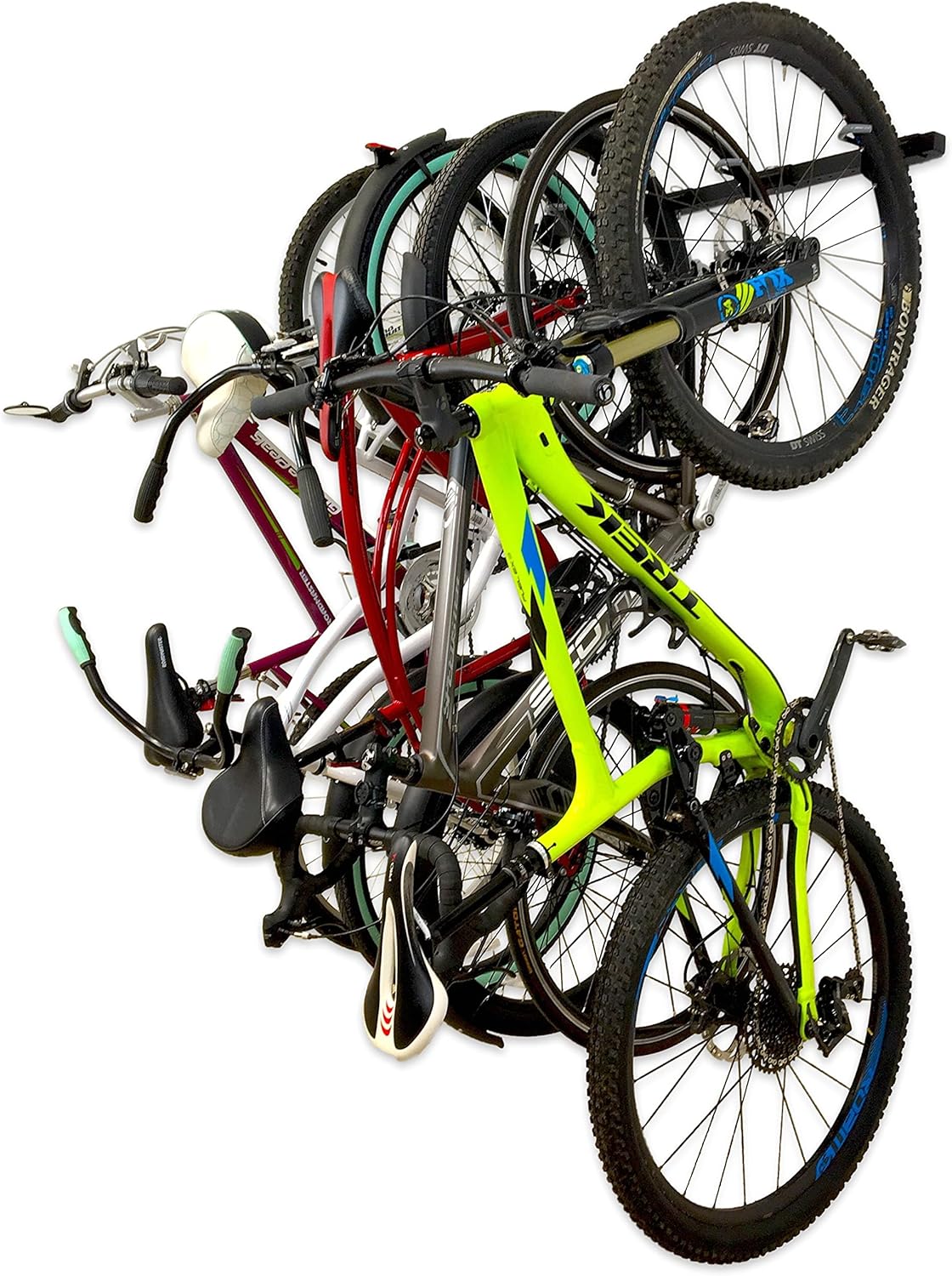 StoreYourBoard Bike Storage Rack, Holds 5 Bicycles, Home and Garage Organizer, Adjustable Wall Hanger Mount Pack of 2