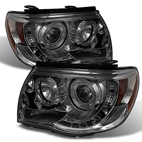 Fits 05-11 Toyota Tacoma Pickup Smoke Dual Halo Projector LED Headlights L+R