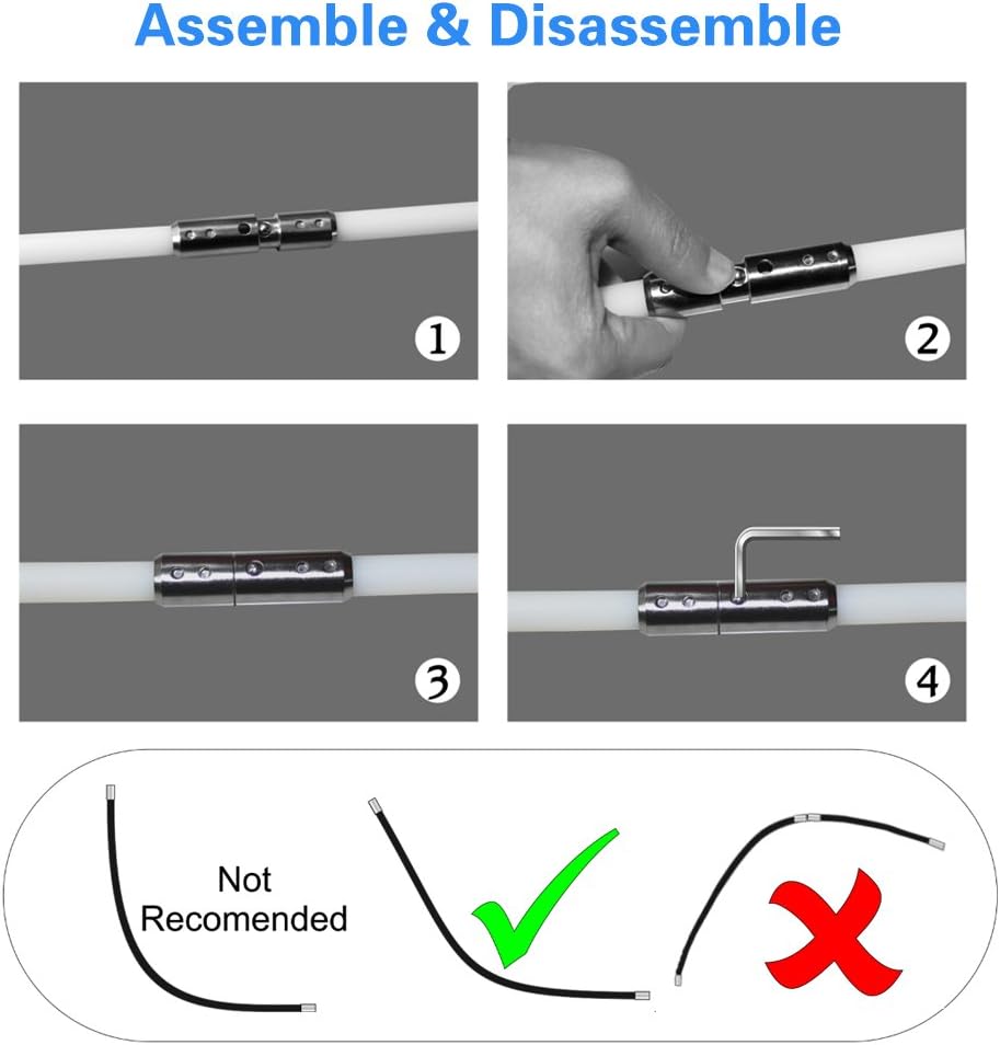 Ackye Chimney Brush,33ft Chimney Sweep kit,Nylon Flexible Rods Electrical Rotary Drill Drive Sweeping Cleaning Tool Kits (10rods+Extra Head)
