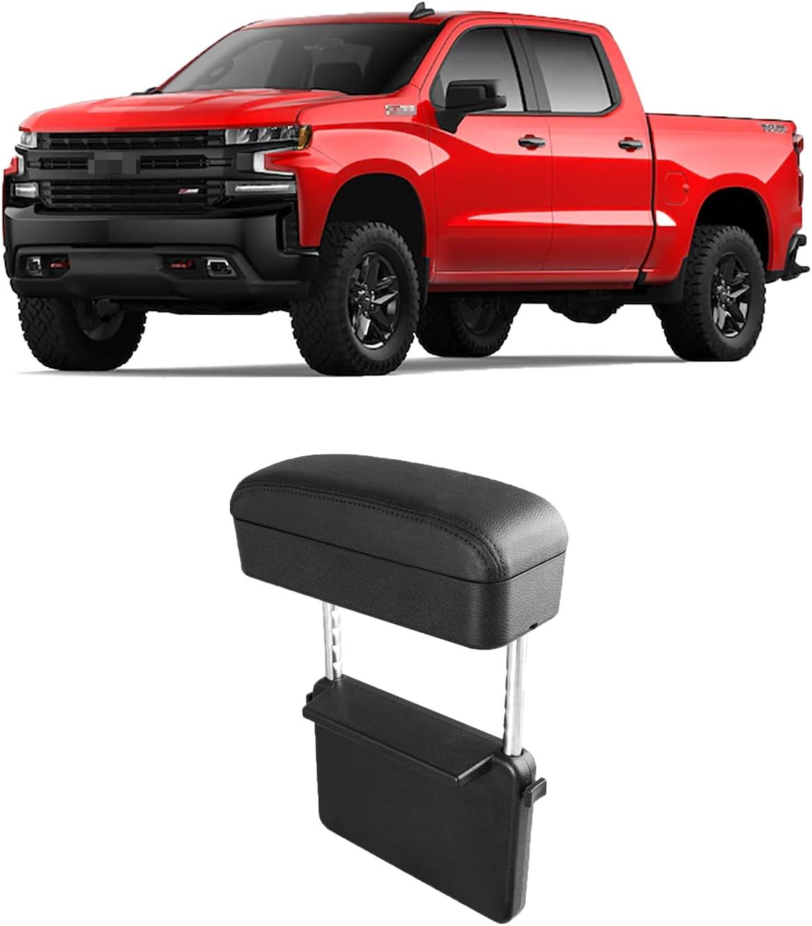 CDEFG Car Armrest Support Elbow Rest Pad Armrest Extender for GMC Sierra/Silverado 1500, Console Storage Organizer, Adjustable Height Comfort Wrist Rest Pads (All Black)