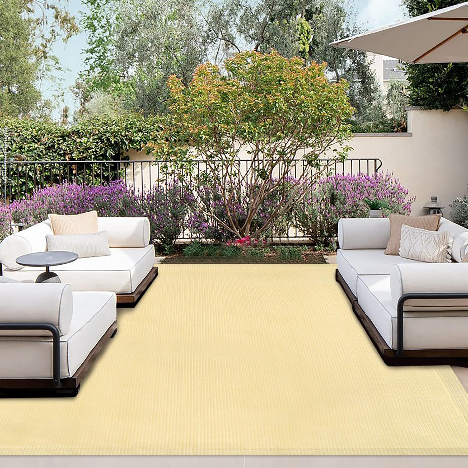 OutdoorLines Portable Outdoor Rugs for Patio 4 x 6 ft - UV and Weather Resistant Patio Carpet, Stain Resistant Plastic RV Camping Mats for Porch, Garden, Camper, Picnic, Beach and Barbecue, Sand