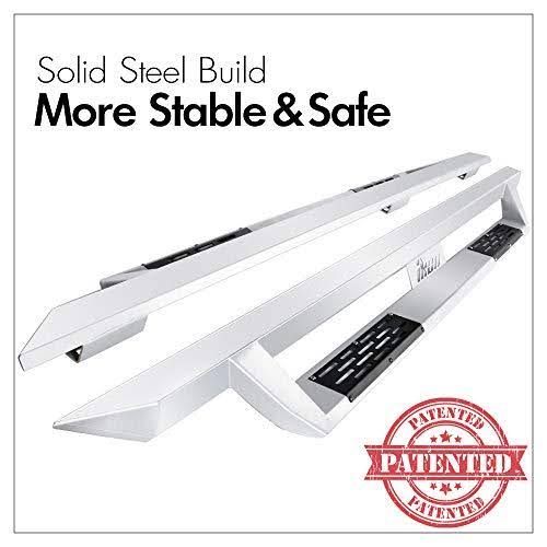 Ikon Motorsports Fits 07-18 Toyota Tacoma Double Cab Ikon V1 Style Steel Running Boards Silver, White