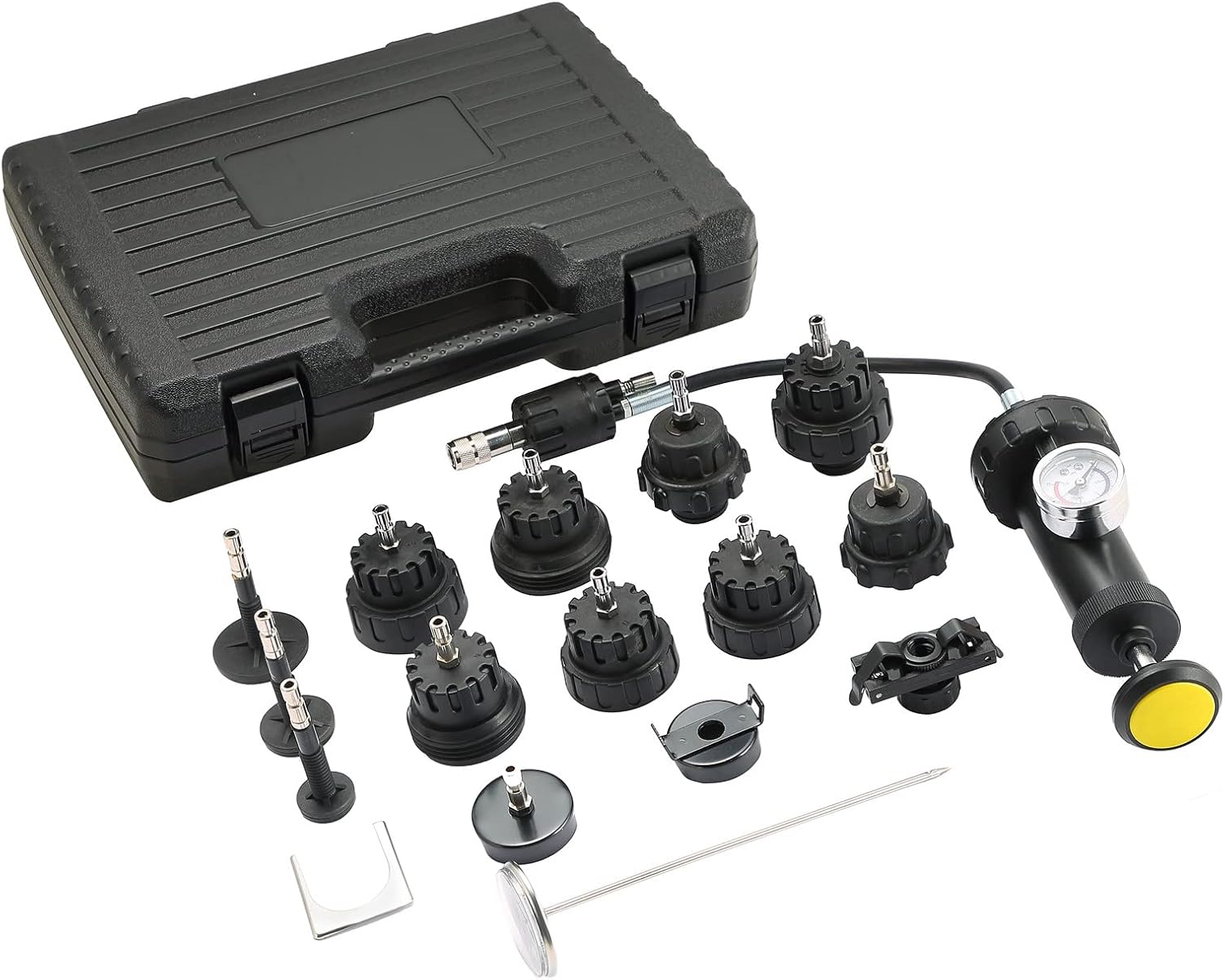 DASBET 18pcs Radiator Pump Pressure Tester Set Vacuum Pump Cooling System Testing Tool Kit