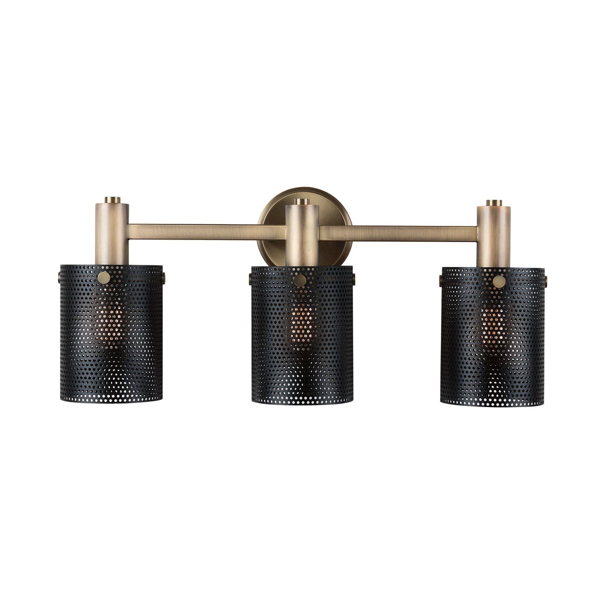 Capital Lighting 131232AB Dax Aged Brass u0026 Black 3 Light Vanity