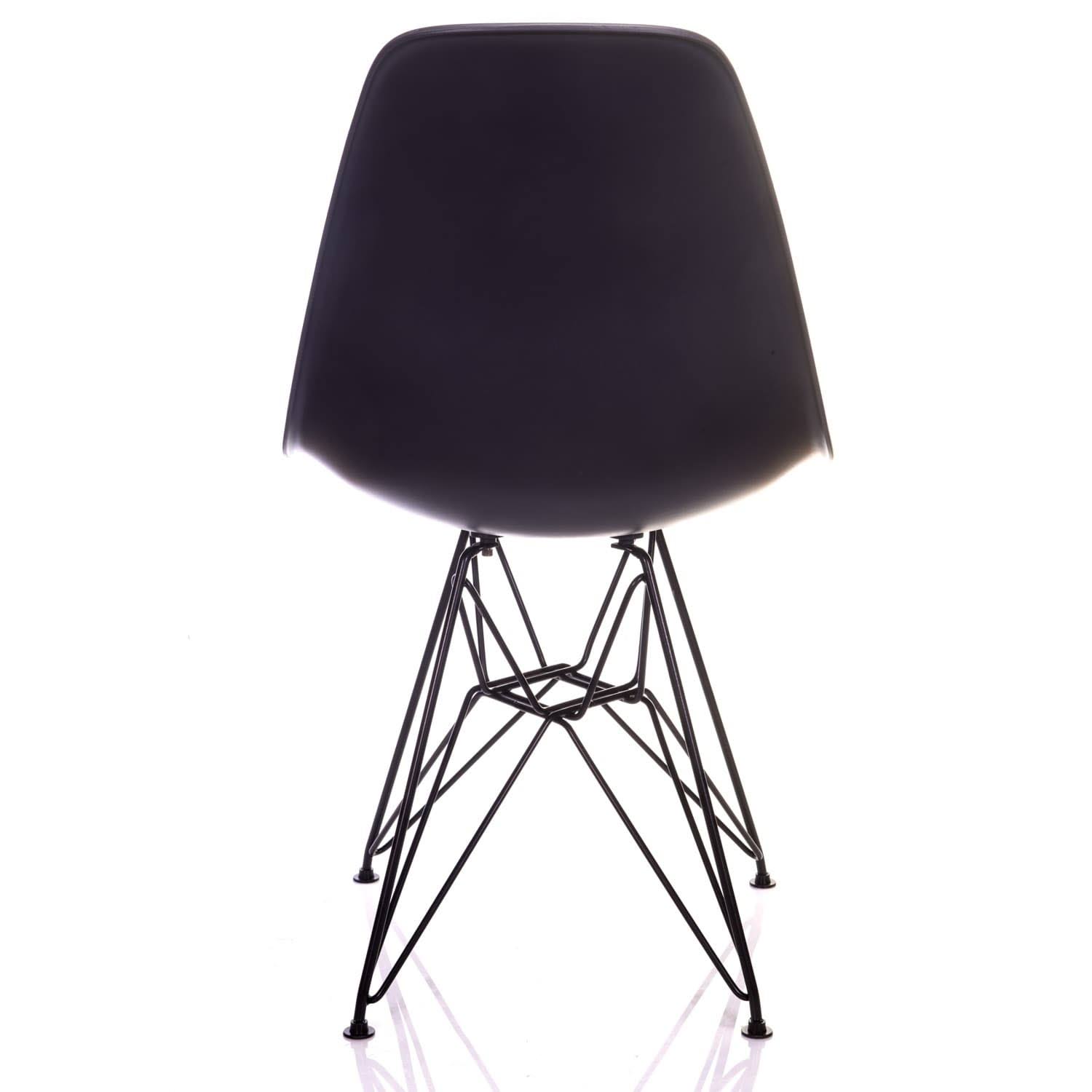 Nature Series Carbon Gray DSR Mid-Century Modern Dining Accent Side Chair with Black Eiffel Steel Leg (Set of 4)