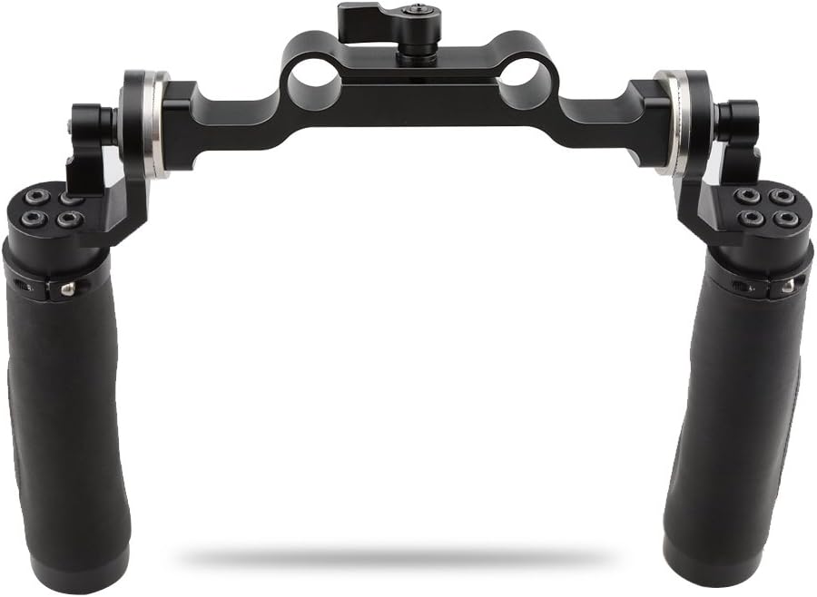 CAMVATE Leather Handle 15mm Rod Shoulder Mount Rig with Rosette Standard Accessory for DSLR(Black,M6 Thread,31.8 mm)