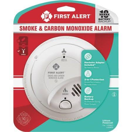 First Alert Smoke u0026 Carbon Monoxide Alarm, Hardwired w/10-Year Battery Backup
