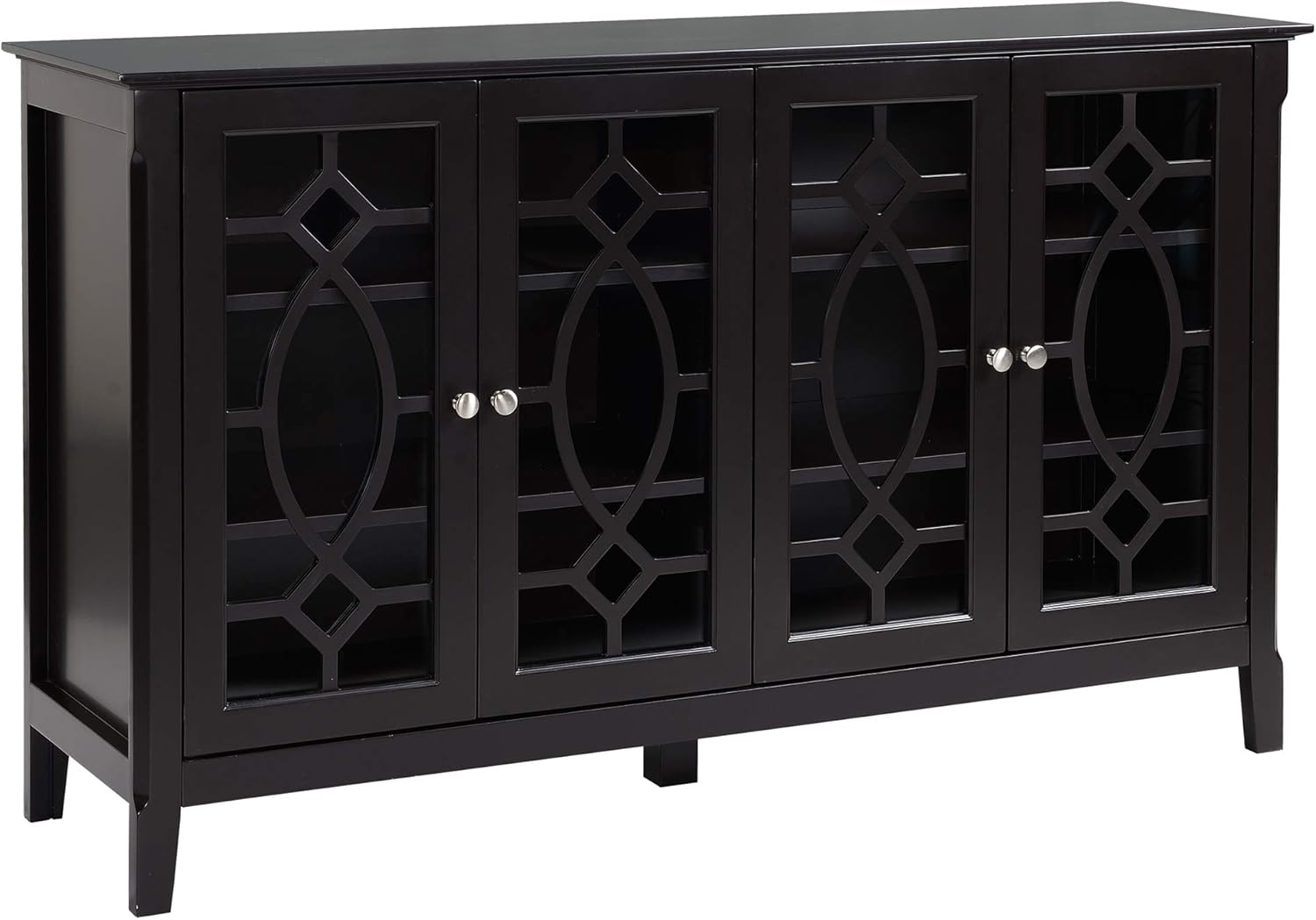 HOMCOM Wood Accent Sideboard Buffet Serving Storage Cabinet with 4 Framed Glass Doors, Adjustable Shelves for Dining Room & Living Room, Espresso