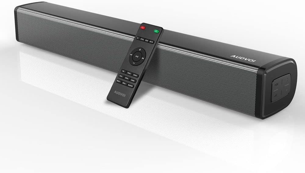 Audvoi Sound Bars for TV, 16'' Small Soundbar Built-in DSP TV Speaker with Bluetooth 5.0, 3D Surround Sound Home Audio Sound Bar with Remote Control and 5 EQ for Home Theater/Gaming/Projectors Pack of 2