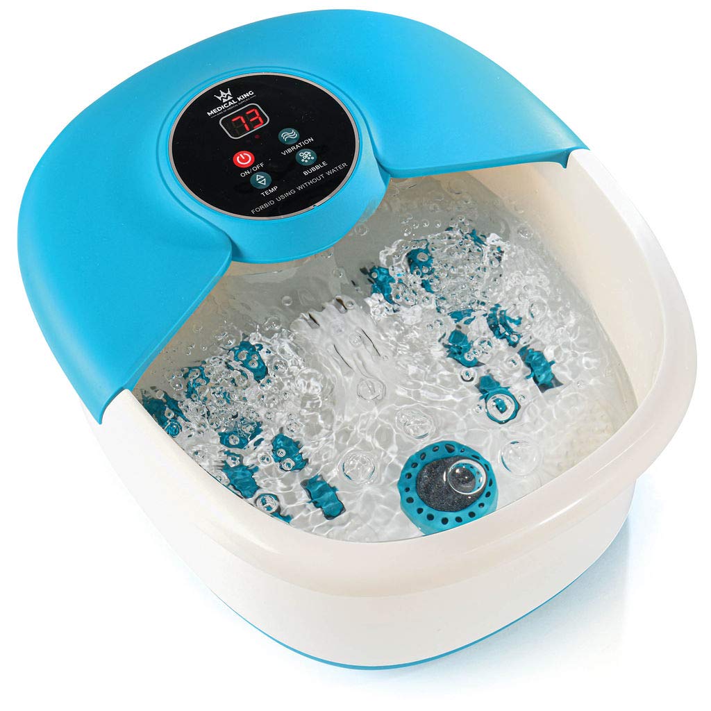 Foot Spa Massager With Heat, 14 Rollers In Foot Shape - 5 In 1 Foot Bath Massager Includes Adjustable Heating, Bubbles, Vibration, Pumice Stone, Mini Massage Points - For Tired Feet, & Stress Relief Pack of 2