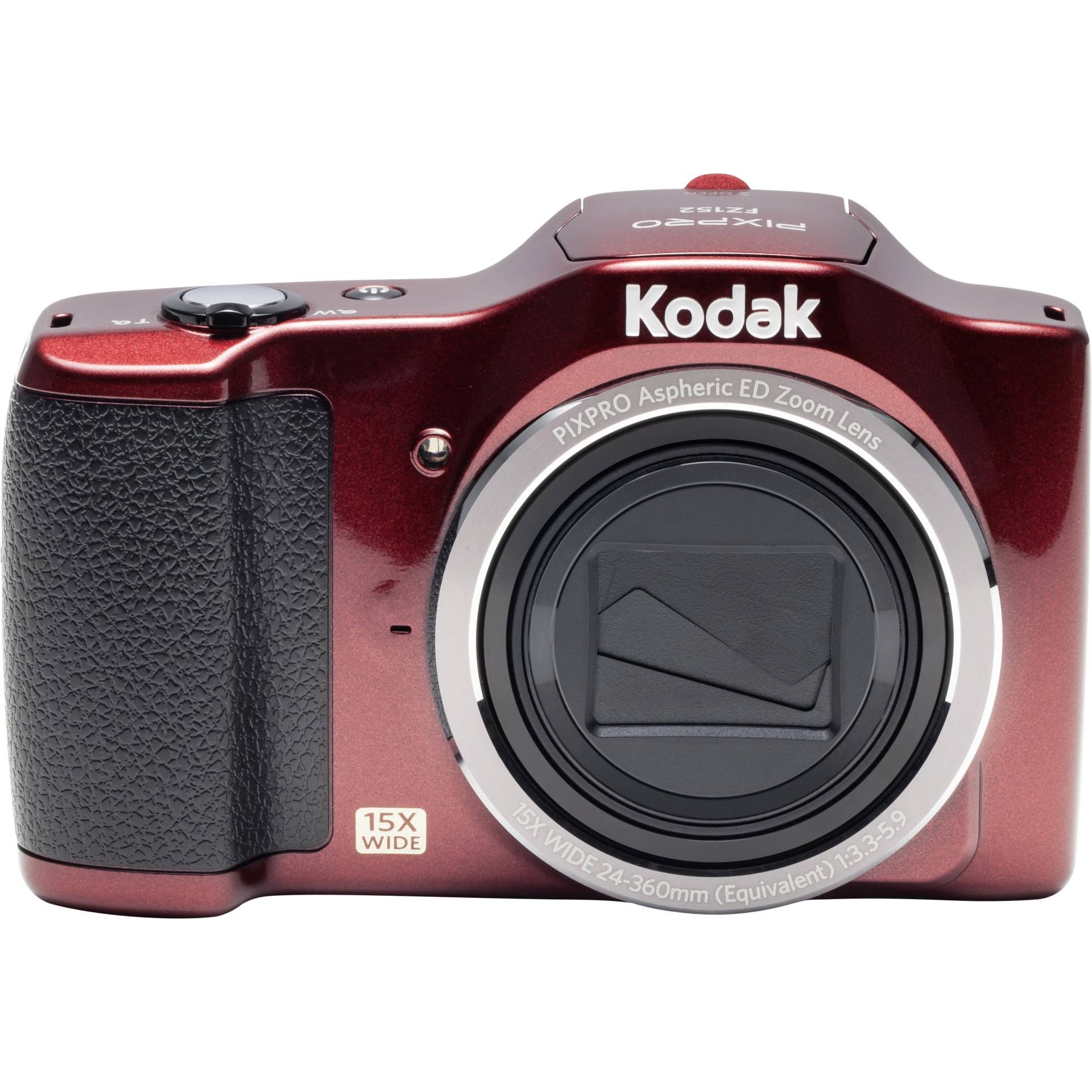 Kodak Pixpro FZ152-RD 16MP Compact Digital Camera, 15x Optical Zoom, Red