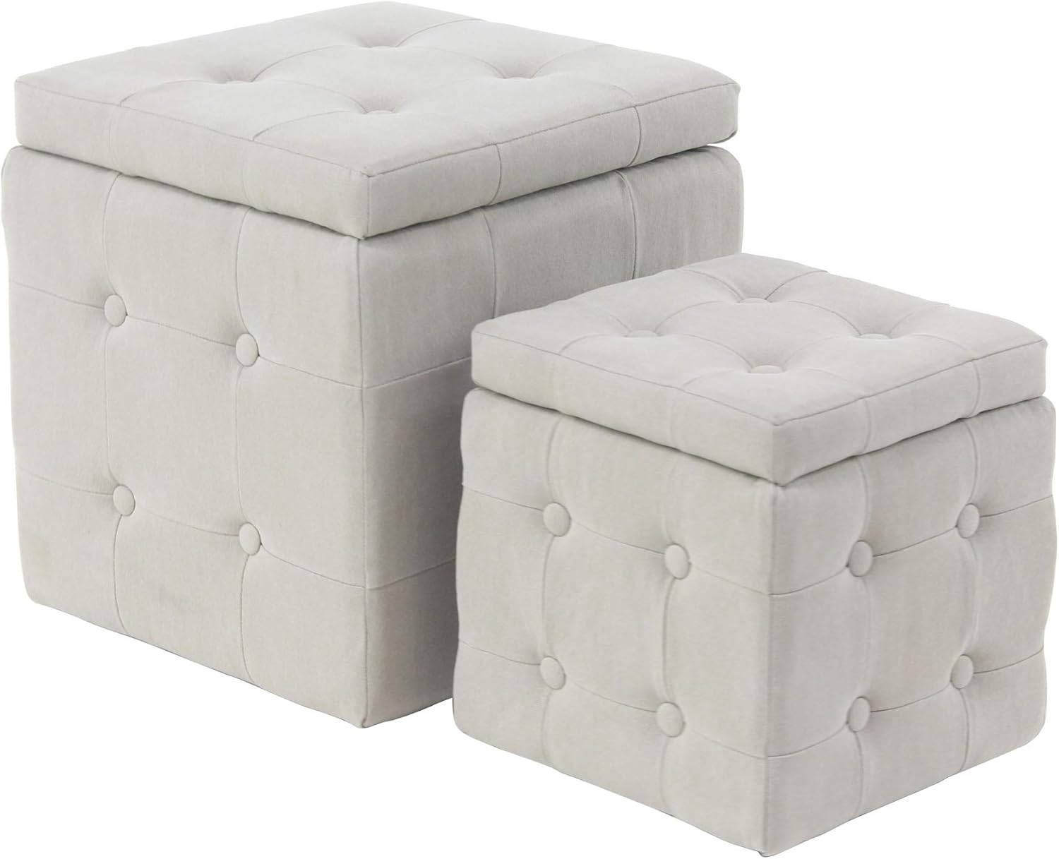 Deco 79 Modern Wood and Cotton Storage Stools, 16