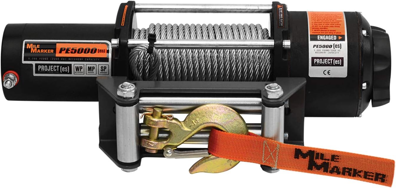 Mile Marker PE5000 UTV/Side-by-Side Electric Winch with Steel Cable - 5,000 lb. Capacity