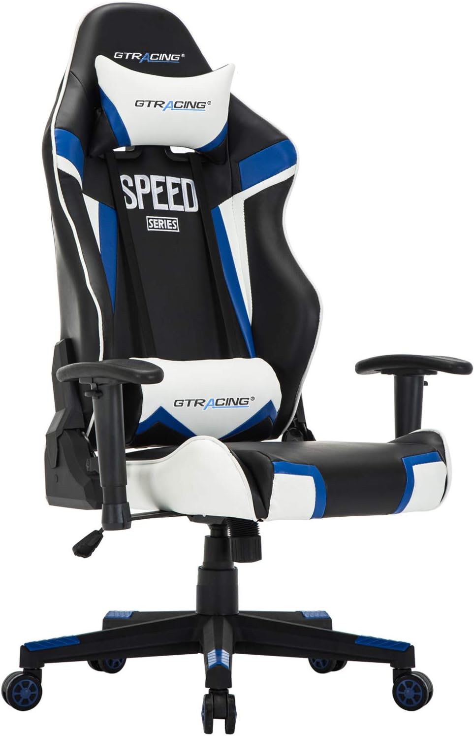 GTracing Gaming Chair Ergonomic Racing Chair Recliner High Back Executive Chair Pu Leather Adjustable Swivel Rocker Esports Chair with Headrest and Lumbar Pillows,Blue