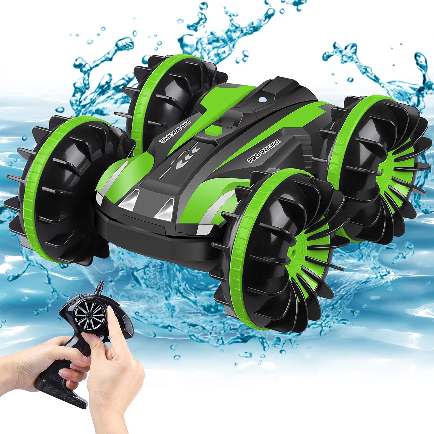YEZI Amphibious RC Car for Kids Toys for 6-12 Year Old Boy 2.4 GHz Remote Control Boat Waterproof RC Monster Truck Stunt Car 4WD Remote Control Vehicle Teen Adult Gift All Terrain Water Beach Pool Toy Pack of 2