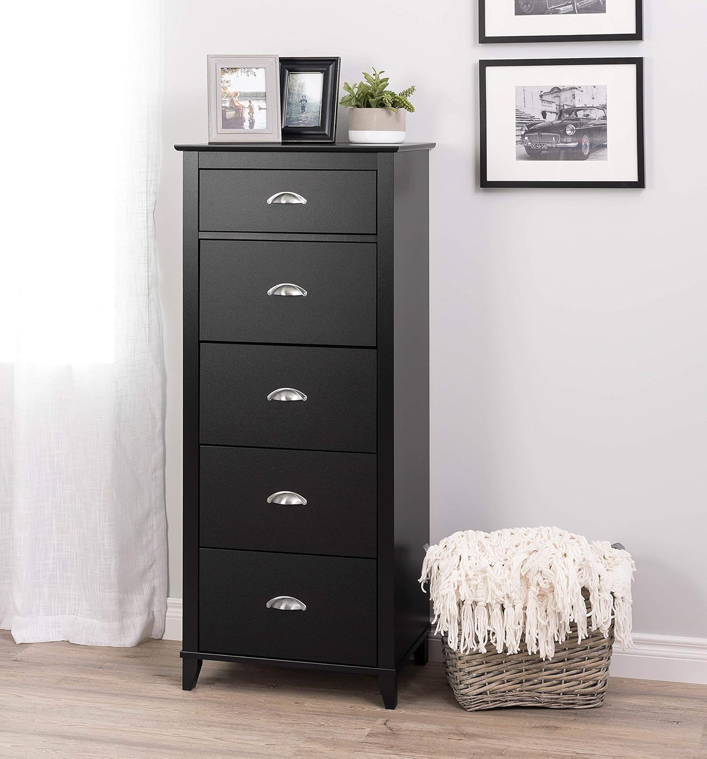 Prepac Yaletown 5 Drawer Tall Chest, White