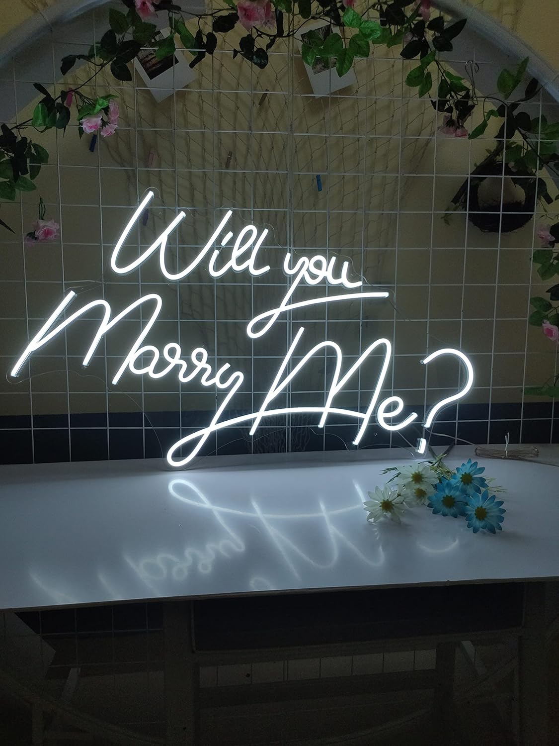 Will You Marry Me? Neon Sign-Transparent Acrylic with Dimmer Flex Lights Signs Indoor Bedroom Decor Wall LED Neon Signs Bar Christmas Party Wedding Girl Boy Living Room Office White