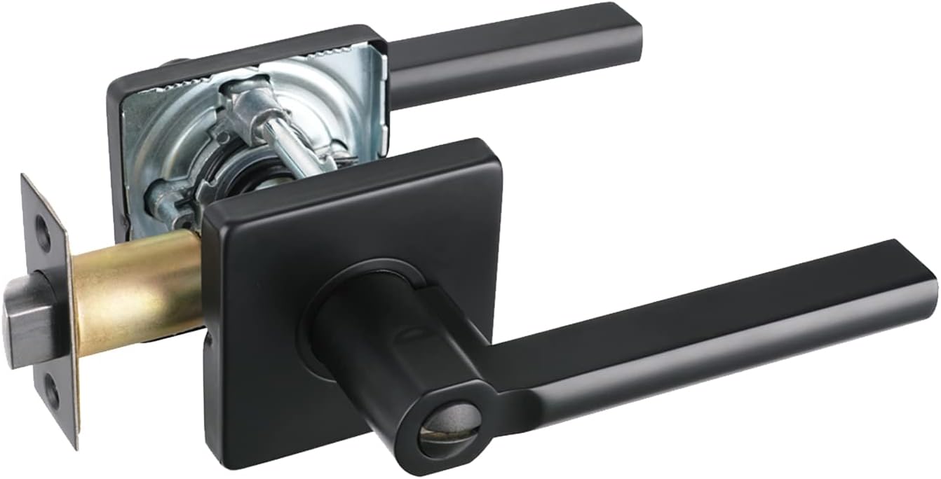 HISAFE Keyed Alike Black Entry Door Lever Set Square Door Locksets for Front Door/Office, Heavy Duty , 6Pack X-HD1601-DB-ET-6P