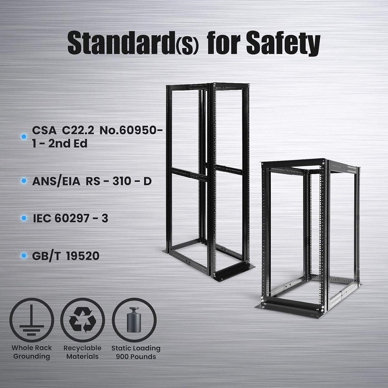 Raising ELECTRONIS 22U 4 Post Open Rack Frame Rack Enclosure 19 Inch Adjustable Depth Aluminum