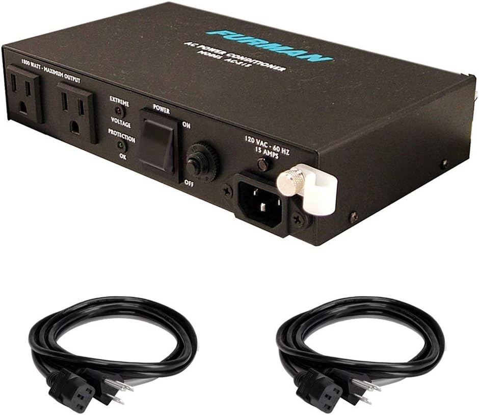 Furman AC-215A 2-Outlet Power Conditioner with (2) Extension Cable Bundle