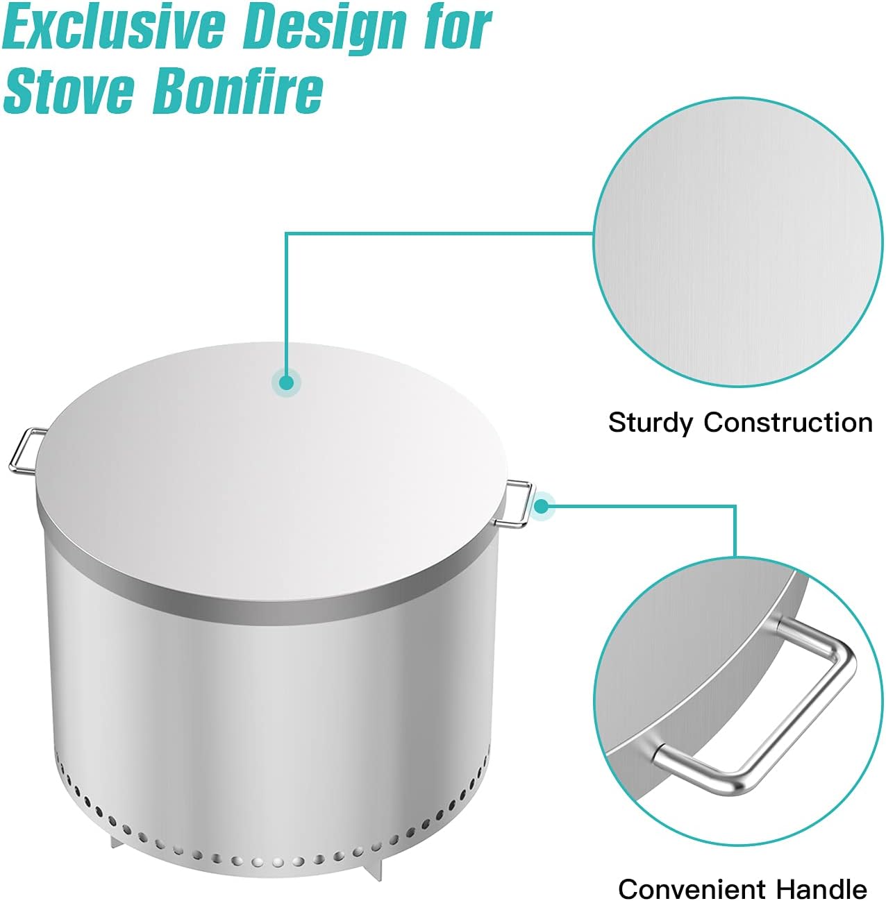 Tiga Fire Pit Lid with Handle for Stove Bonfire, Round Cover for Stove Bonfire, More Stable Outdoor Fire Pits Lid | Cover | Camping Accessories for Stove Bonfire