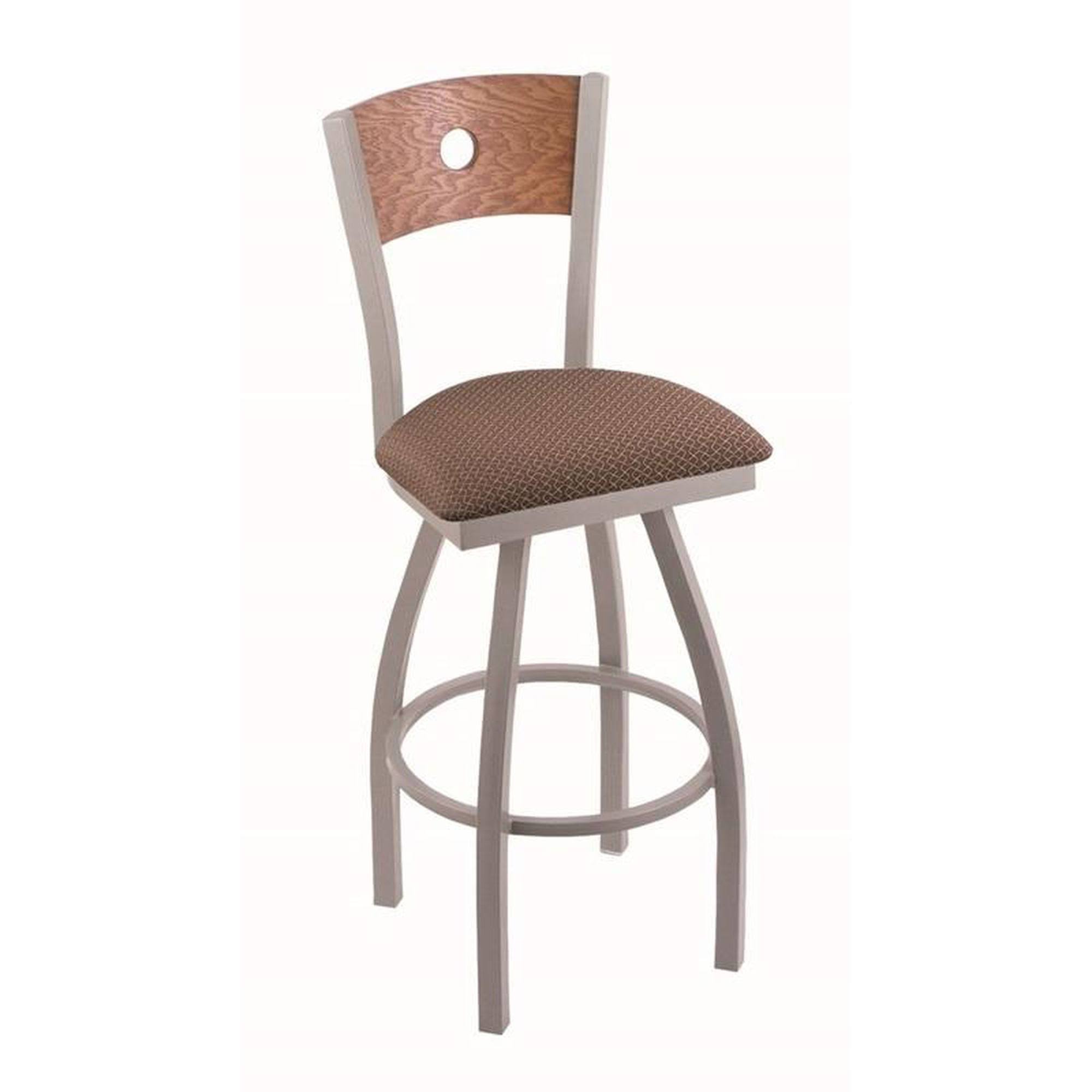 Holland Bar Stool 830 Voltaire 25x22 Counter Stool with Anodized Nickel Finish, Axis Willow SEAT, Medium Oak BACK, and 360 Swive