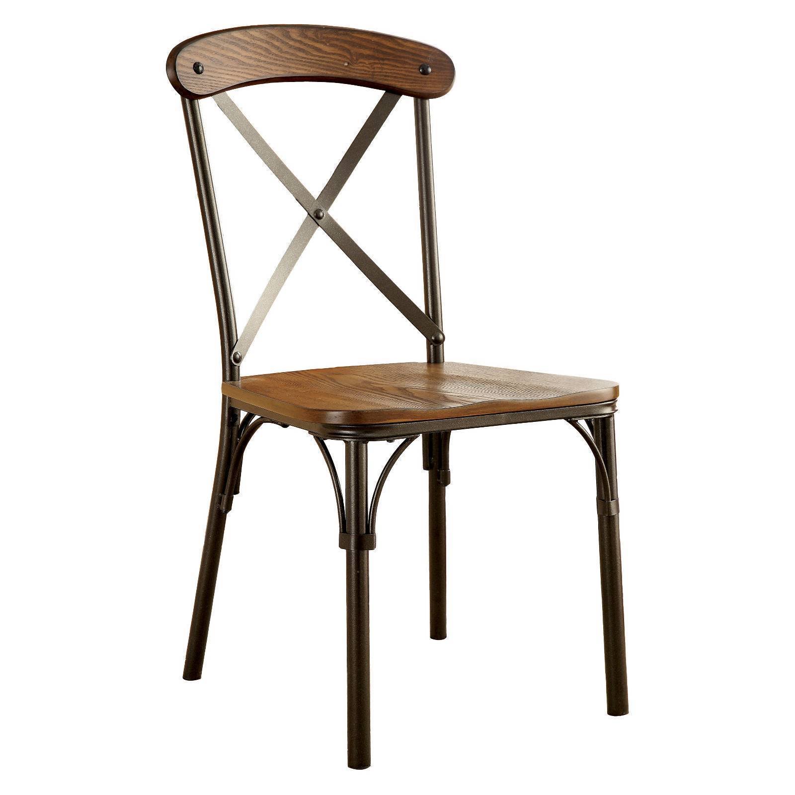 ioHOMES X-Crossed Back with Wooden Seat Side Chair Metal Bronze Set of 2