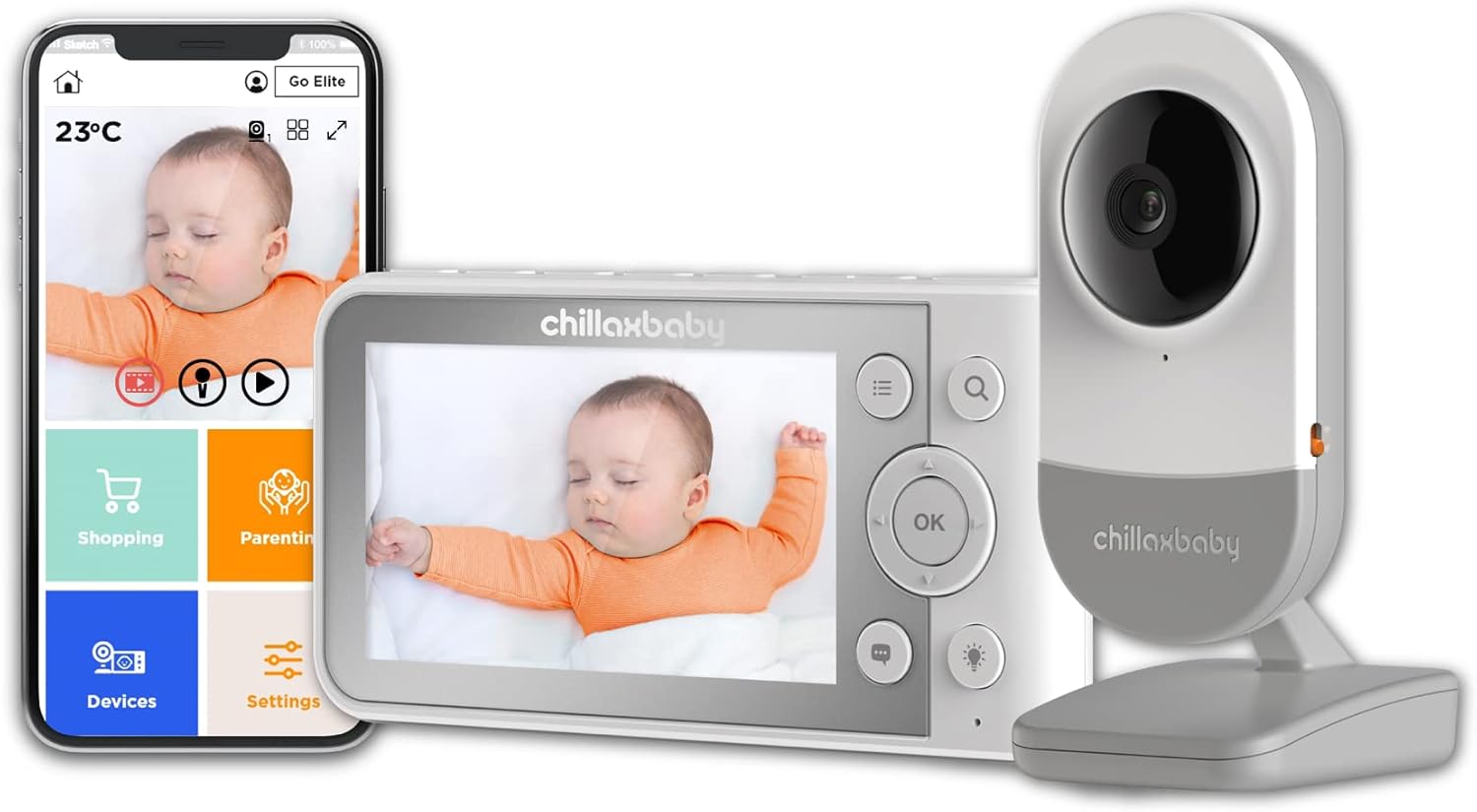 ChillaxBaby Daily Baby DM640 - Baby Monitor with Camera & Control Unit, 4.3
