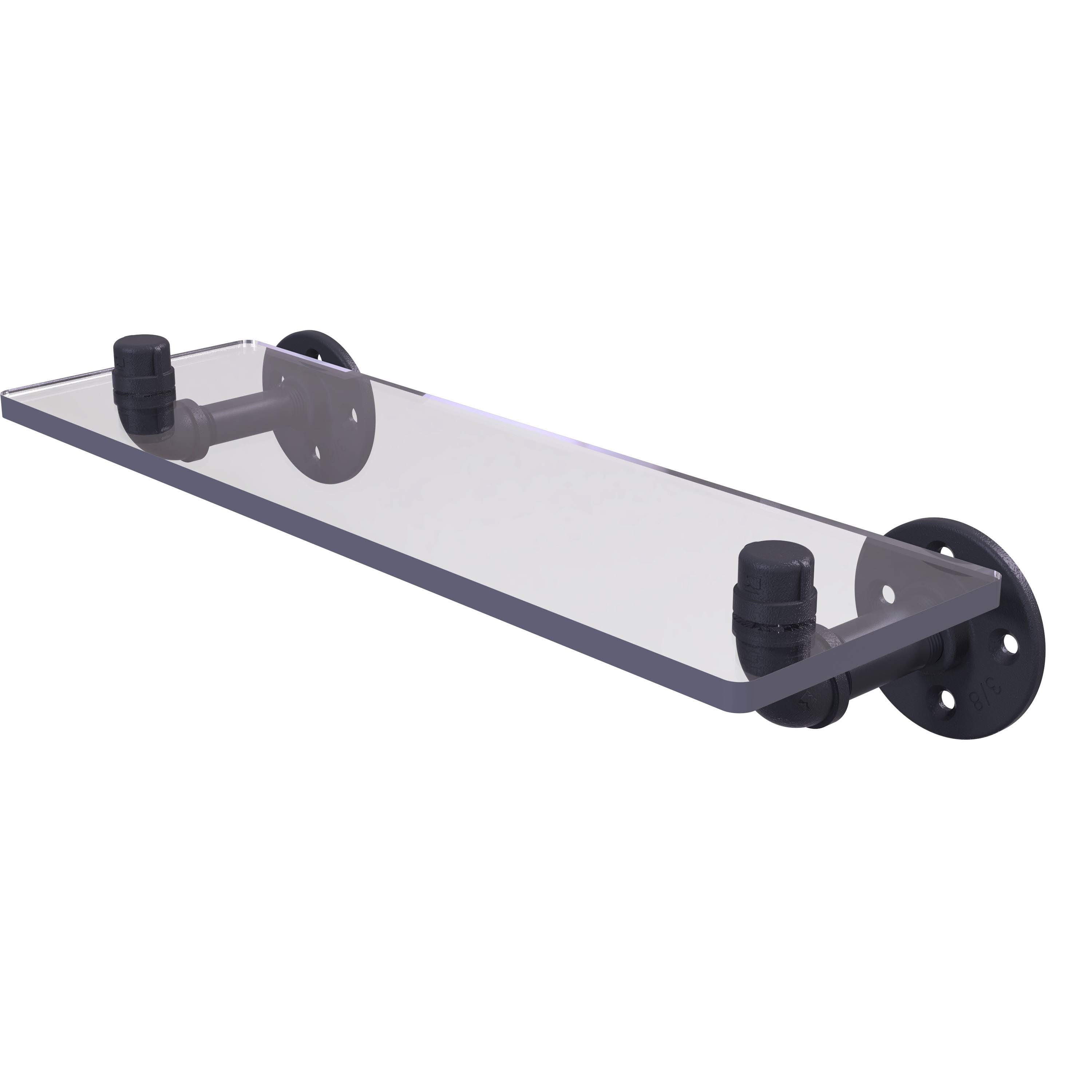 Allied Brass Pipeline Collection 16 inch Glass Shelf Matte Black