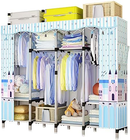 Morning business Super Large Portable Wardrobe Enhanced and Widened Wardrobe Durable Wardrobe Storage Manager Nylon Storage Rack, 9 Additional Storage Racks, 82