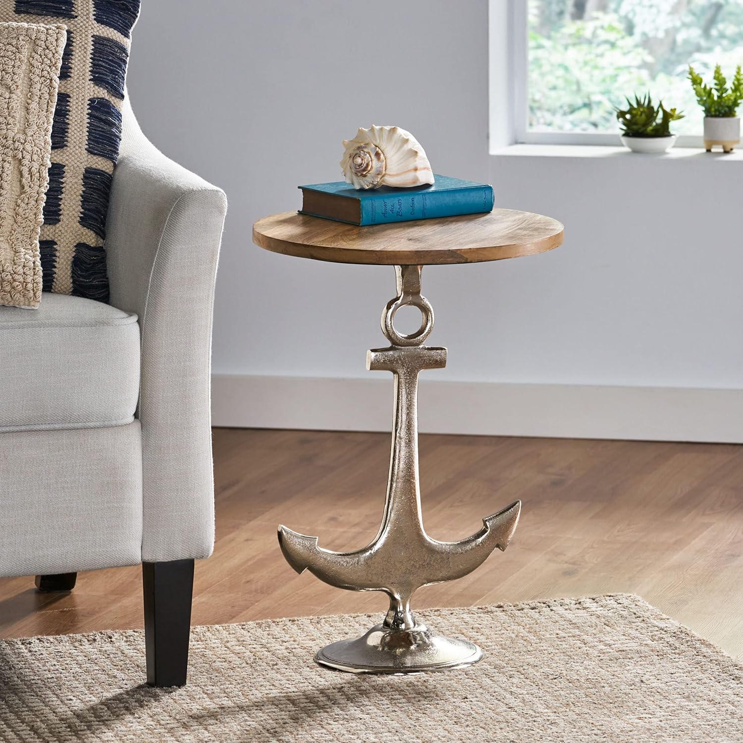 Christopher Knight Home Luoma End Table, Raw Nickel + Natural Pack of 2