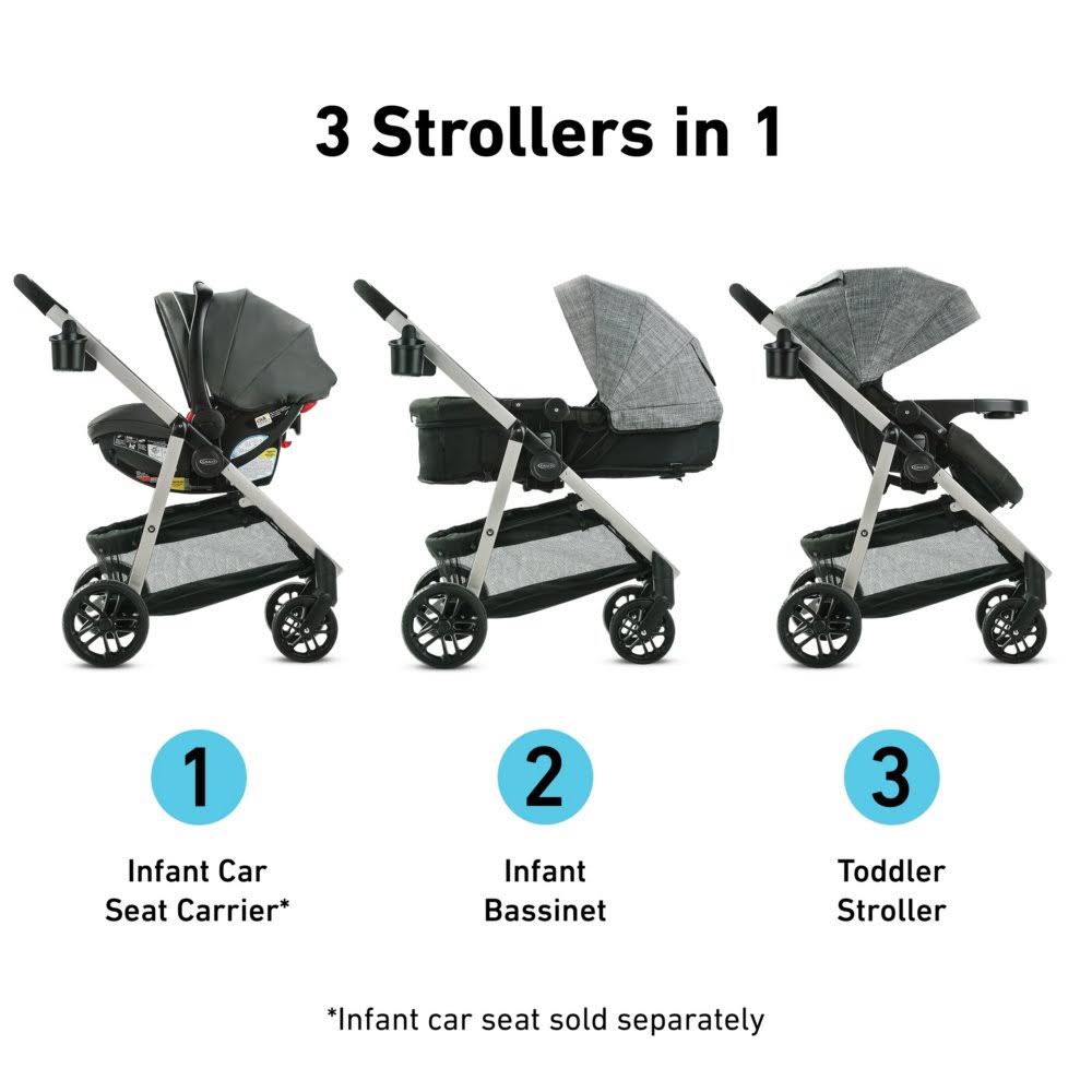 Graco Modes Pramette Stroller | Baby Stroller with True Bassinet Mode, Reversible SEAT, One Hand Fold, Extra Storage, Child Tray