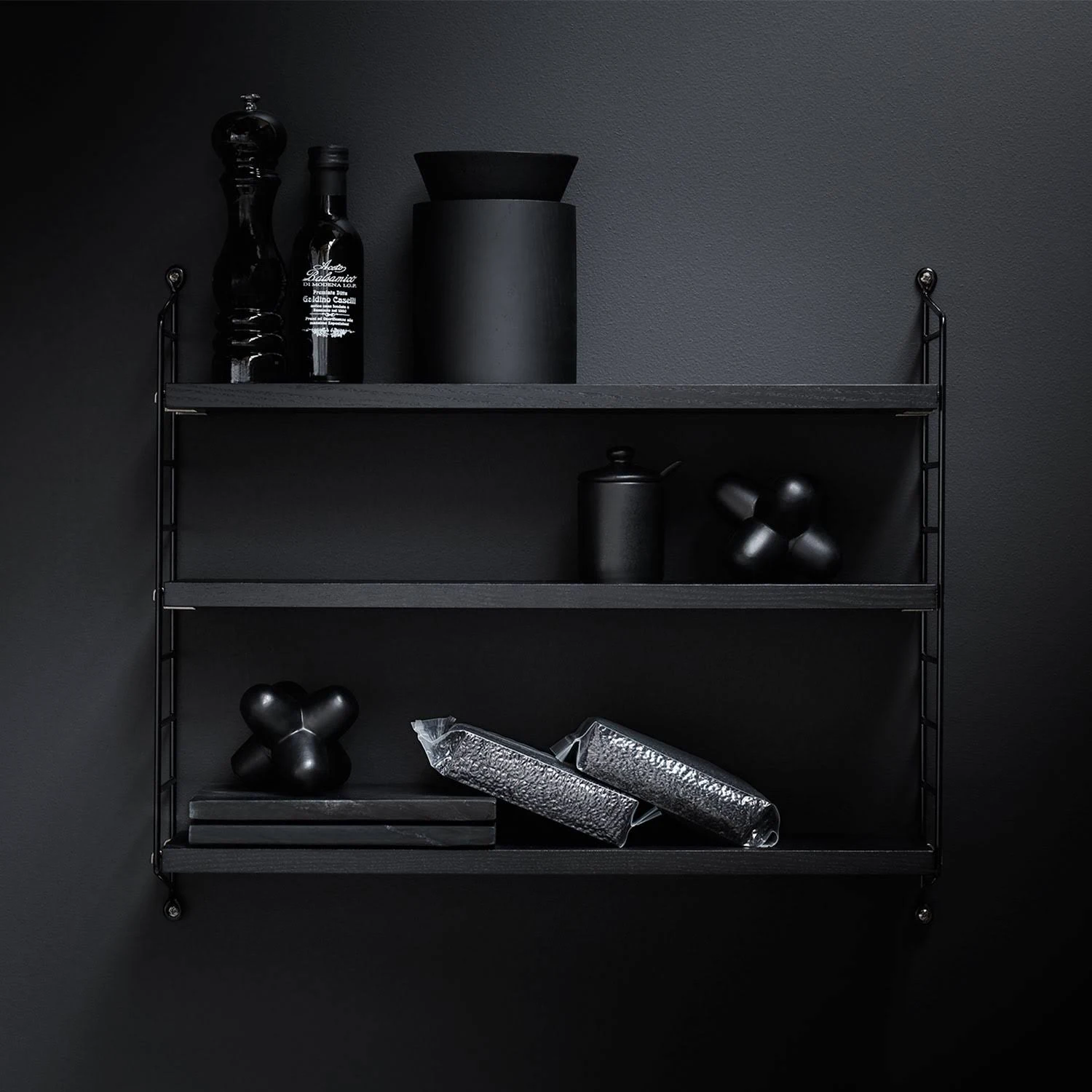 String - Pocket Wall Shelf, Black / Ash Stained Black