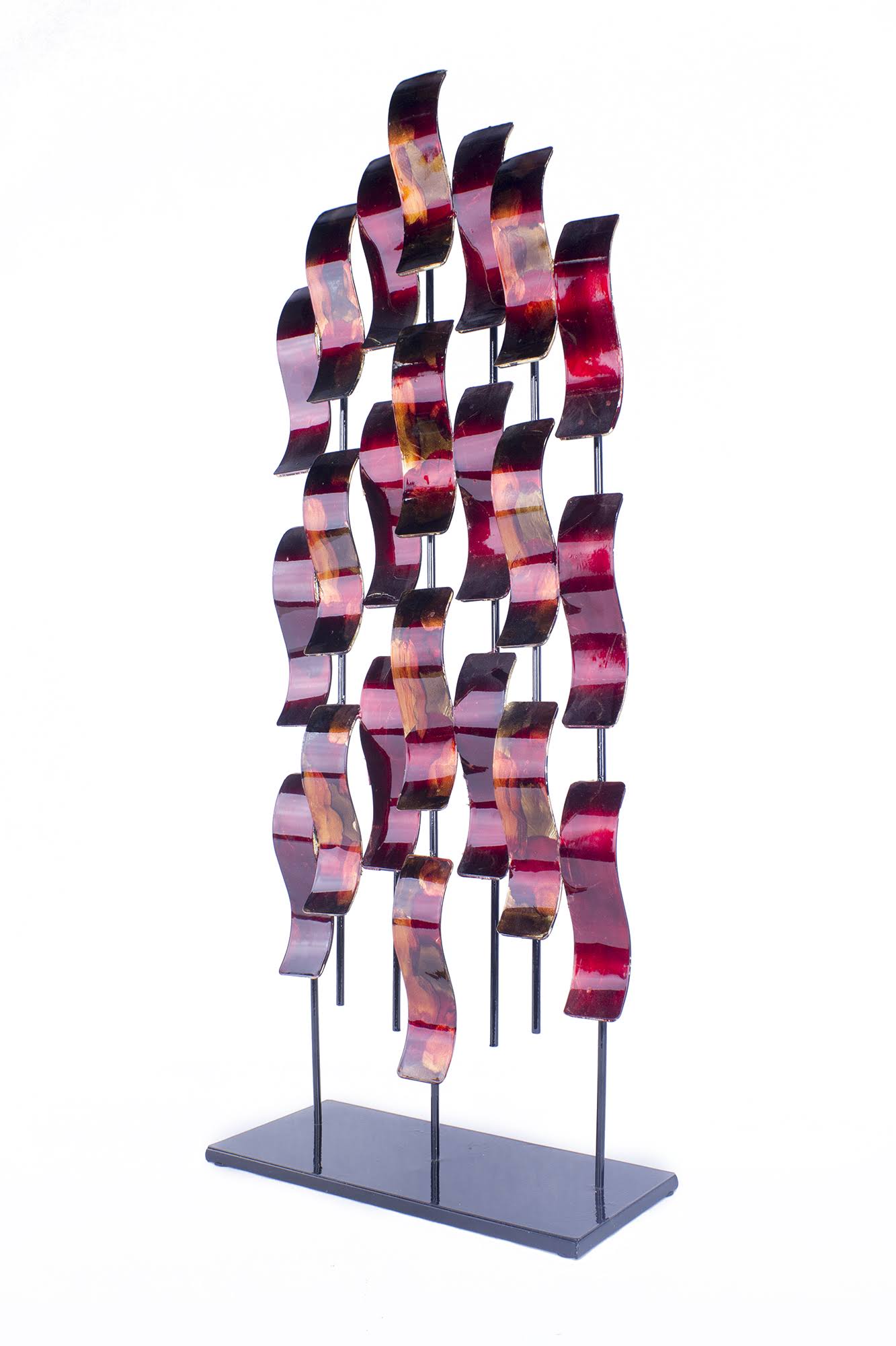 Foiled and Lacquered Table Top Decorative Object - Copper, Red and Gold