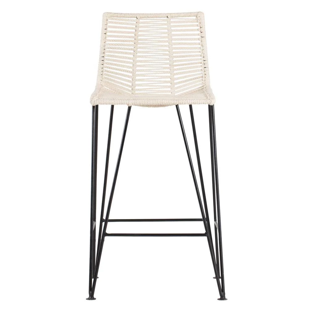 MADELEINE Home Odette 36 in. Ivory Bar Stool, Ivory/Black