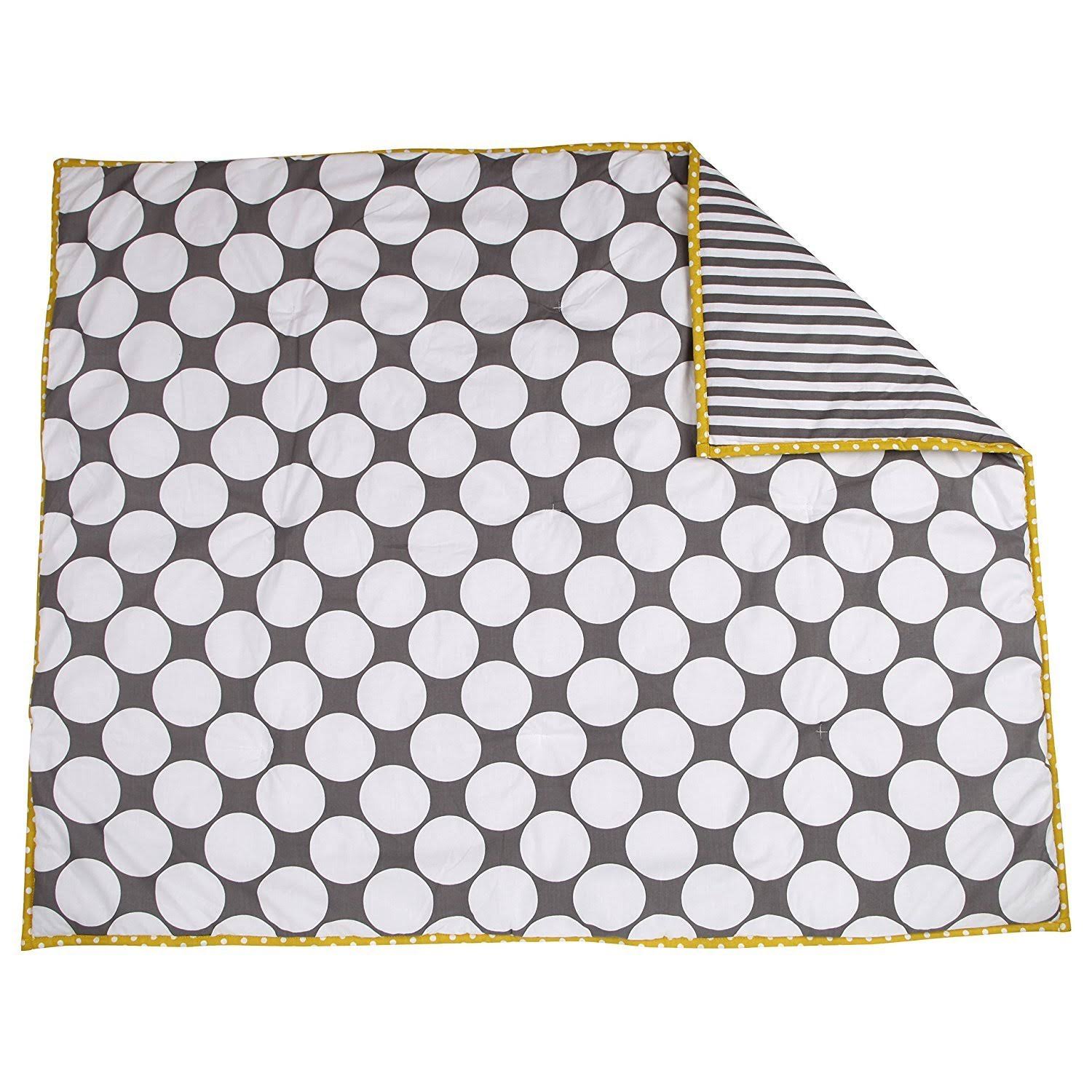 Bacati - Dots/Pin Stripes Grey/Yellow 10 PC Crib Set Without Bumper Pad