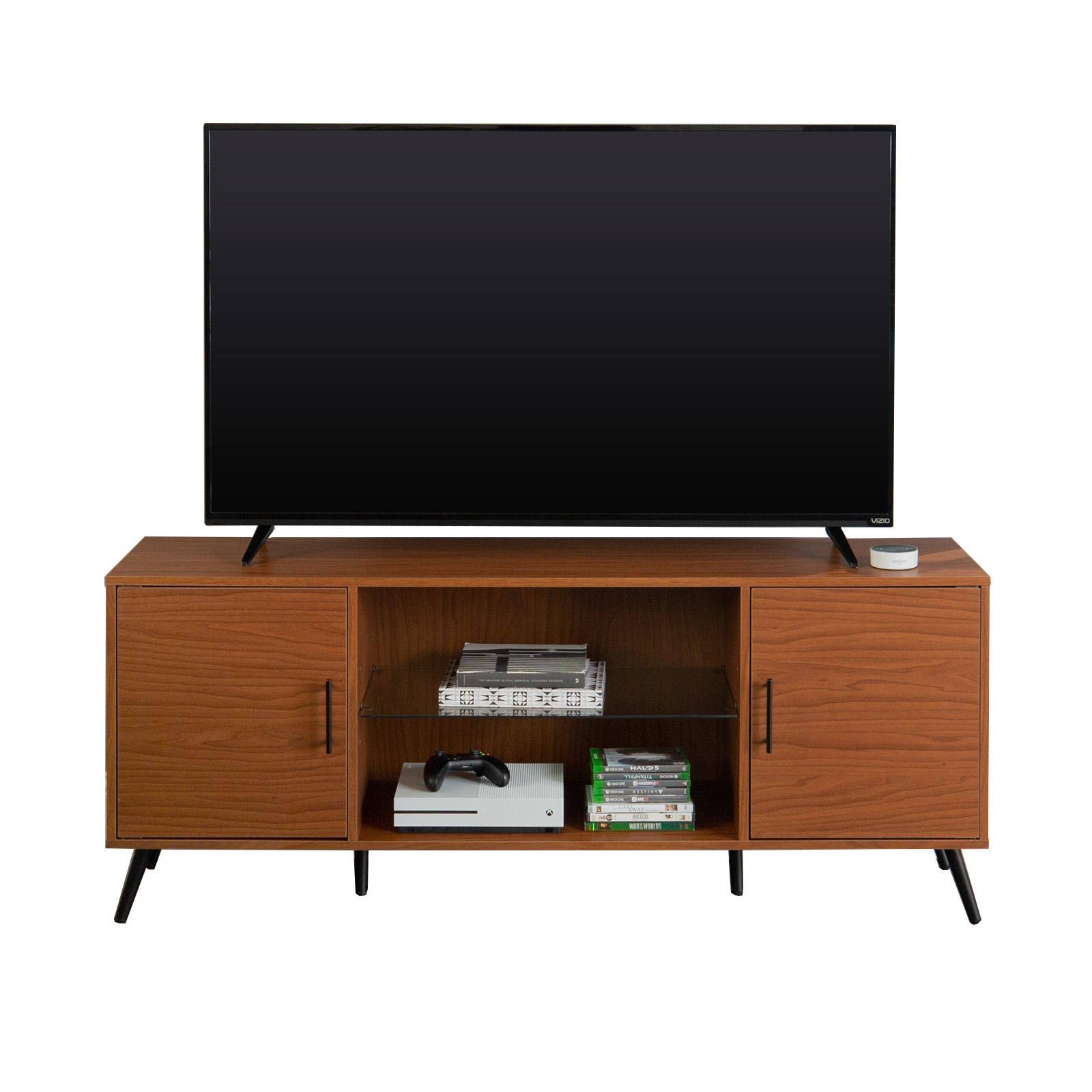Desert Fields Mid Century 2-Door TV Stand for TVs Up to 65&, Acorn