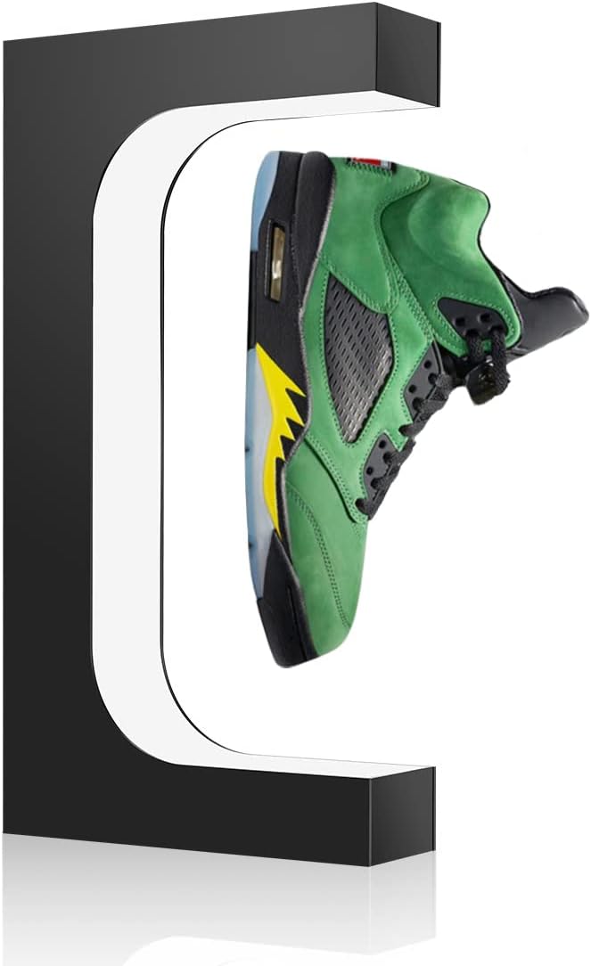 Floating Shoe Display Magnetic Levitation Sneaker Stand with LED Light Rotating Levitating Holder Rack for Shoes Collectors Advertising Exhibition Shoe Store Show Home Decoration, Black