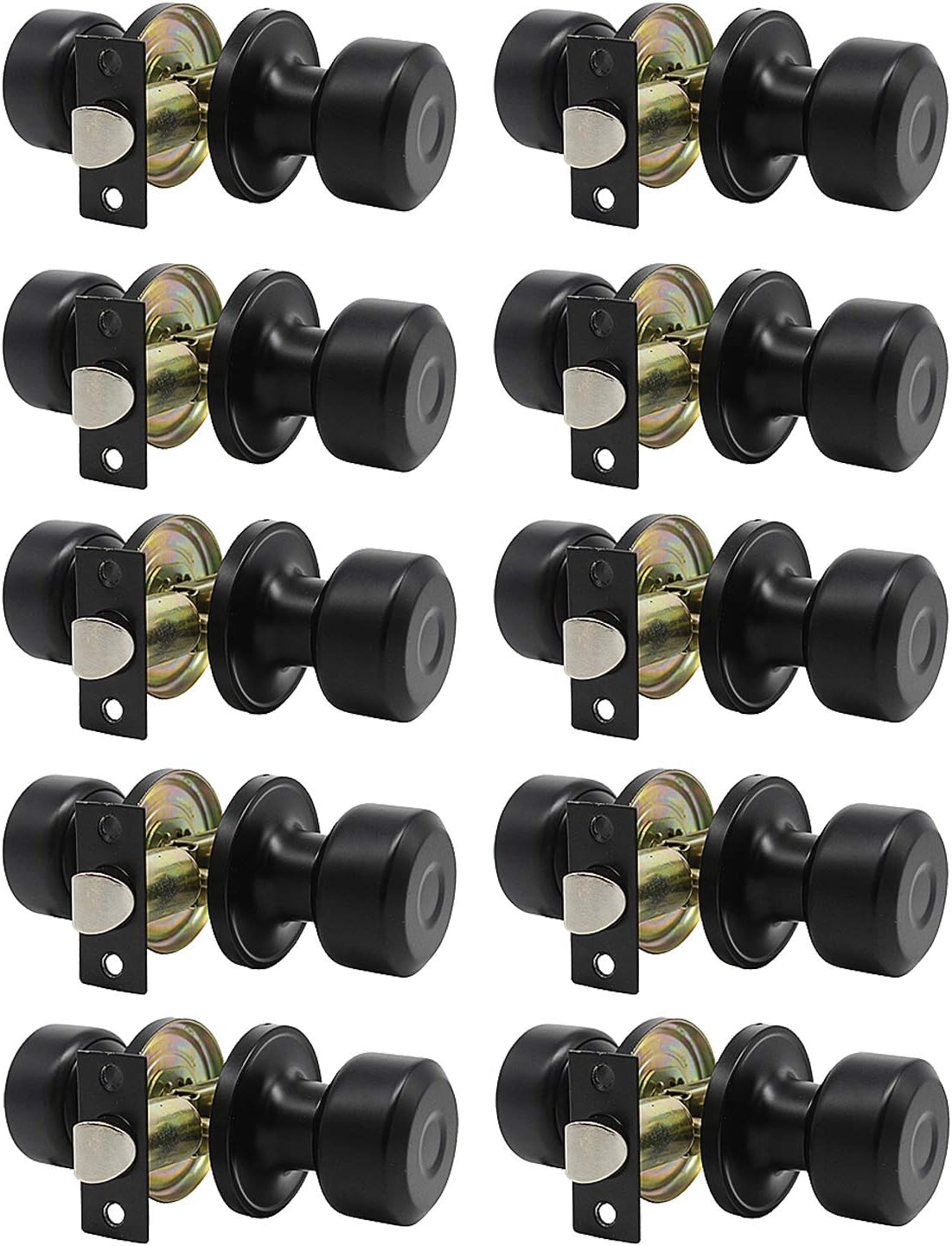 KNOBWELL 3 Pack Black Passage Door Knobs Interior, Classic Modern Door Knob Interior Door Knobs Set Durable Use, Matte Black Closet Door Knobs Pack of 2