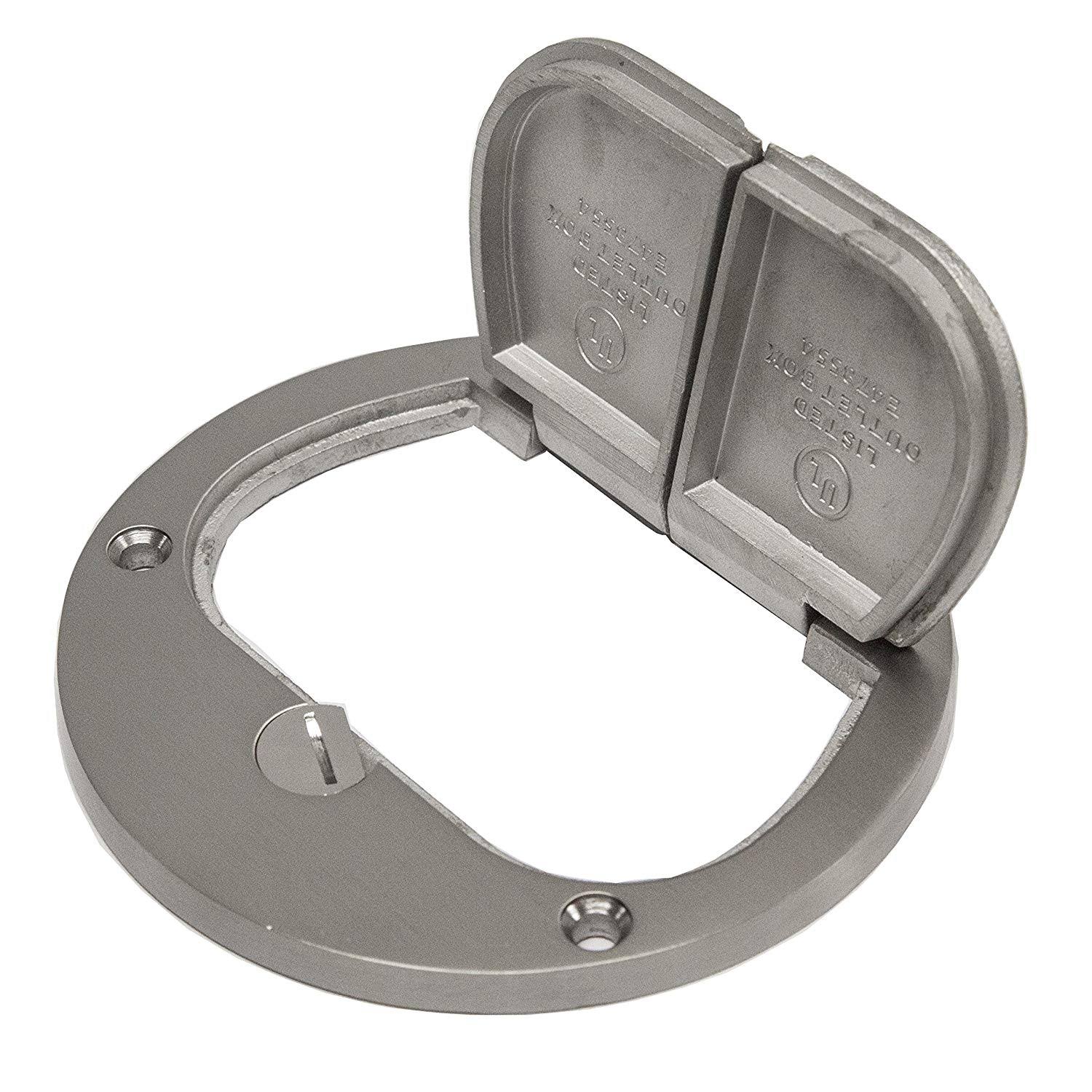 4 Hinged Floor Box Cover 20A Duplex Tamper Weather Resistant Receptacle Enerlites 975503-s Nickel Plated Brass