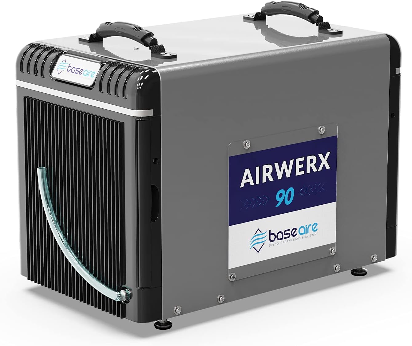 BASEAIRE 198 Pints Energy Star Crawl Space Commercial Dehumidifier, 5 Years Warranty, Large Industrial Water Damage Equipment for Basement, Garage and Job Sites, AirWerx 90